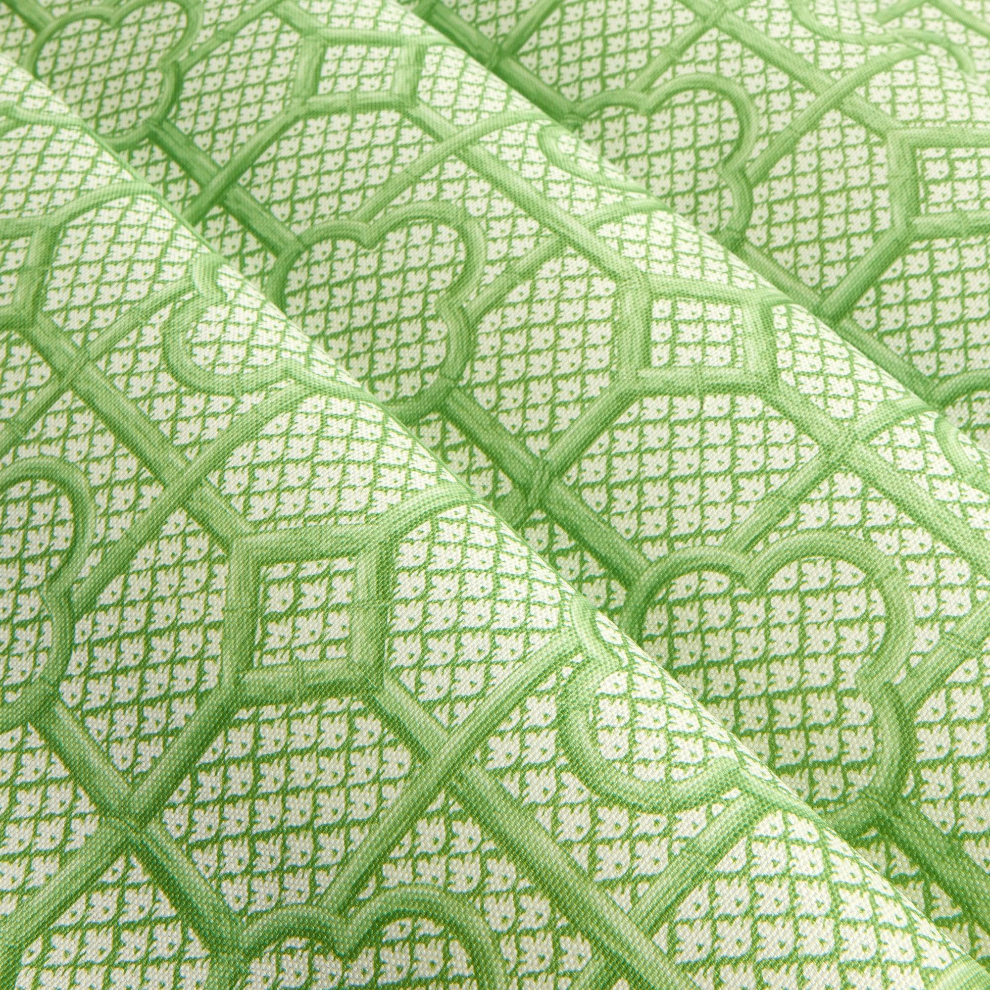 Green Bamboo Trellis Fabric - Mrs. Alice