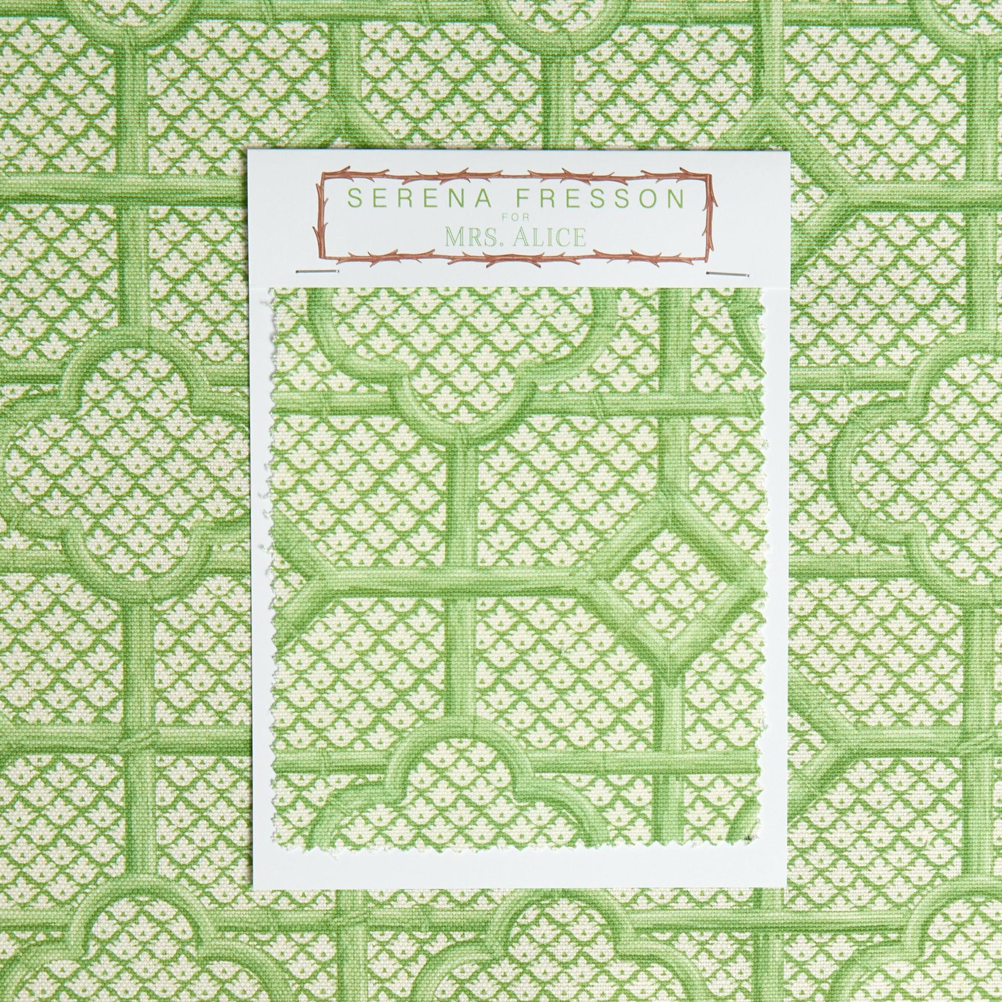 Green Bamboo Trellis Fabric - Mrs. Alice