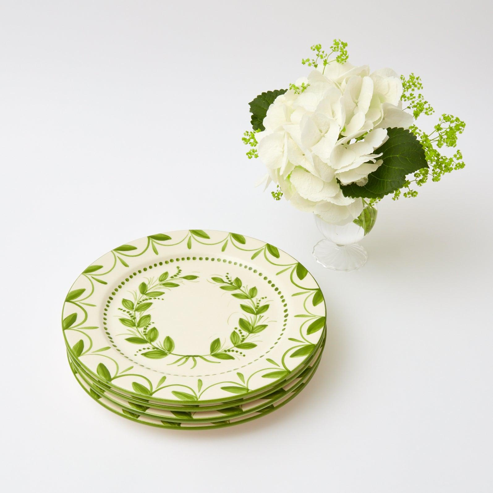 Green Garland Dinner Plates (Set of 4) - Mrs. Alice