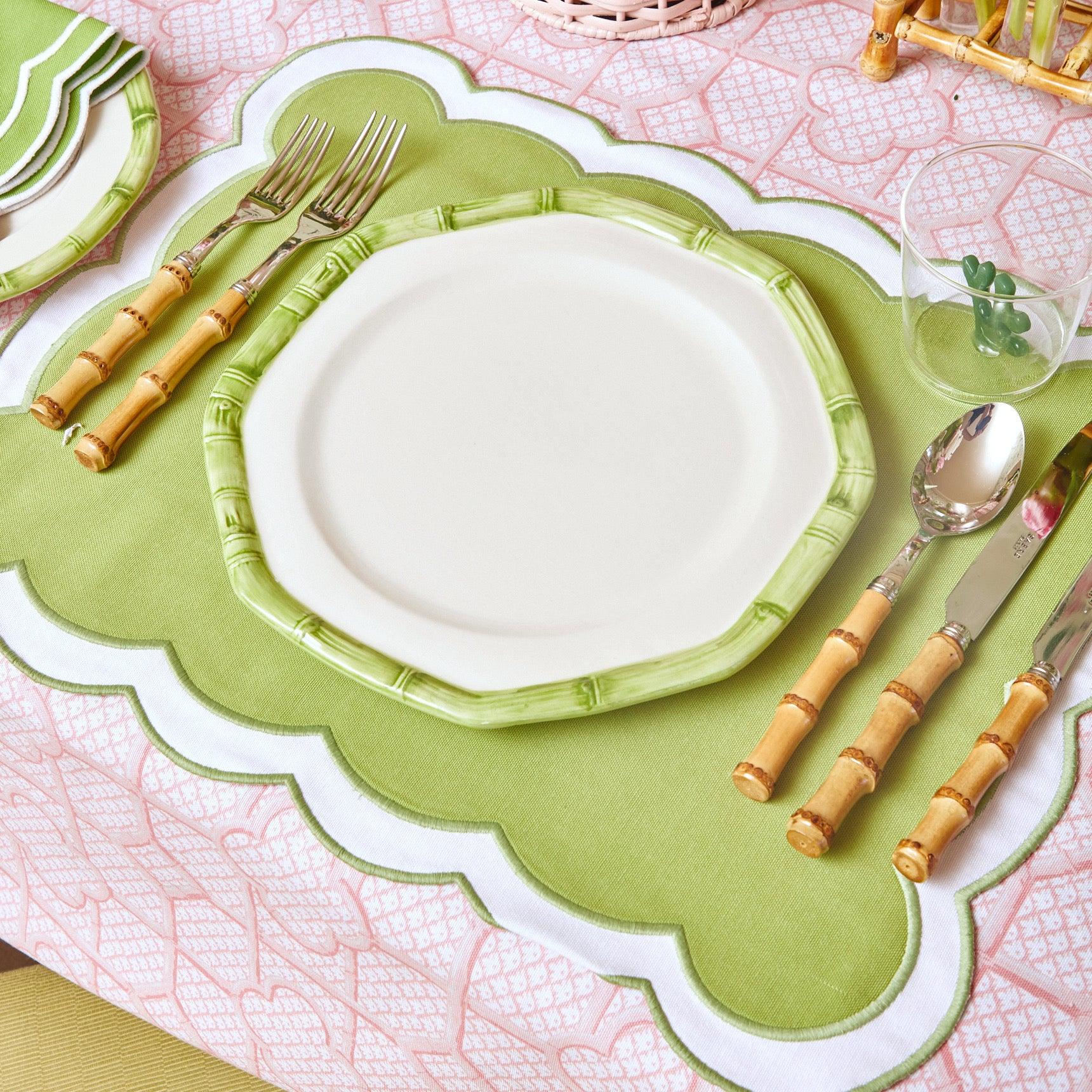 Green Geometric Bamboo Dinner Plate - Mrs. Alice