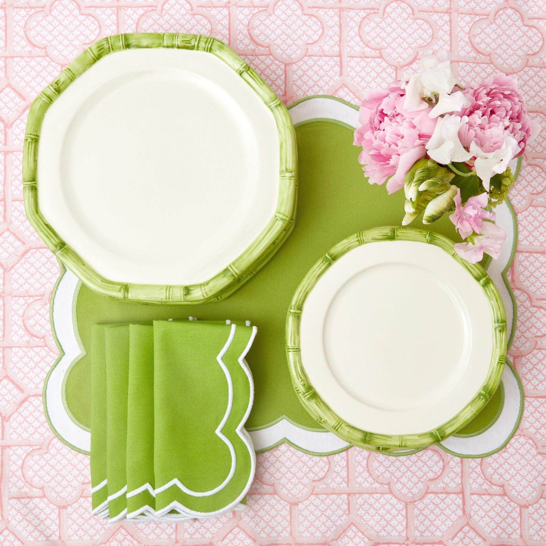 Green Geometric Bamboo Dinner Plate - Mrs. Alice