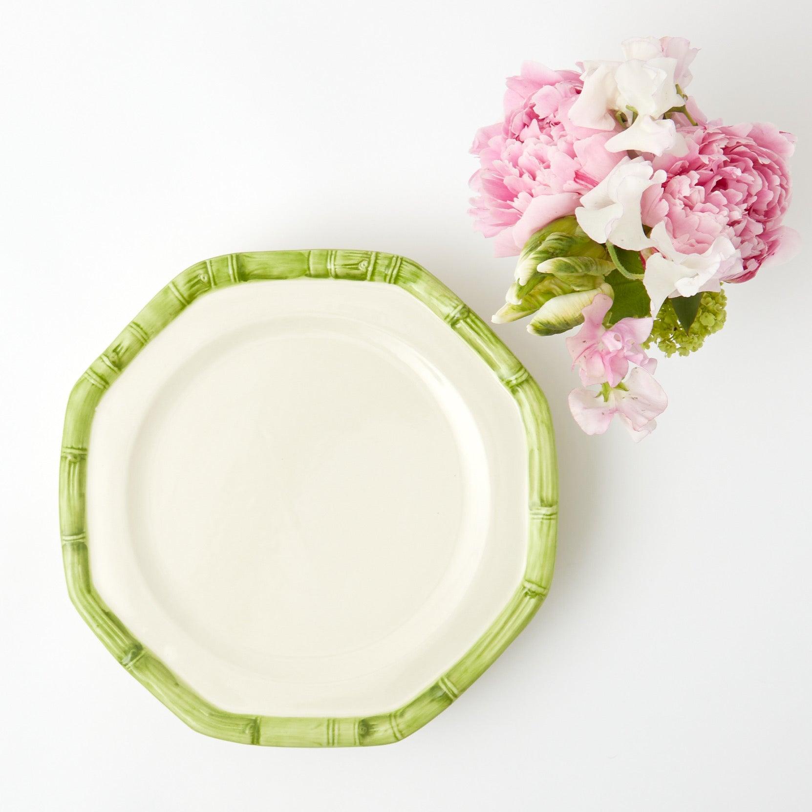 Green Geometric Bamboo Dinner Plate - Mrs. Alice