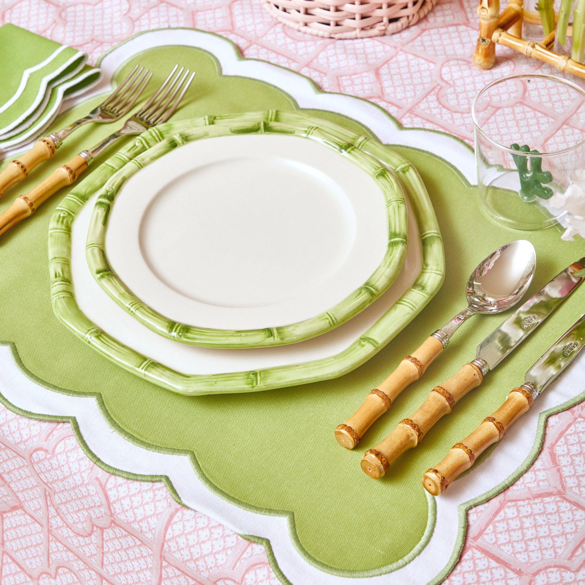 Green Geometric Bamboo Dinner Plate - Mrs. Alice