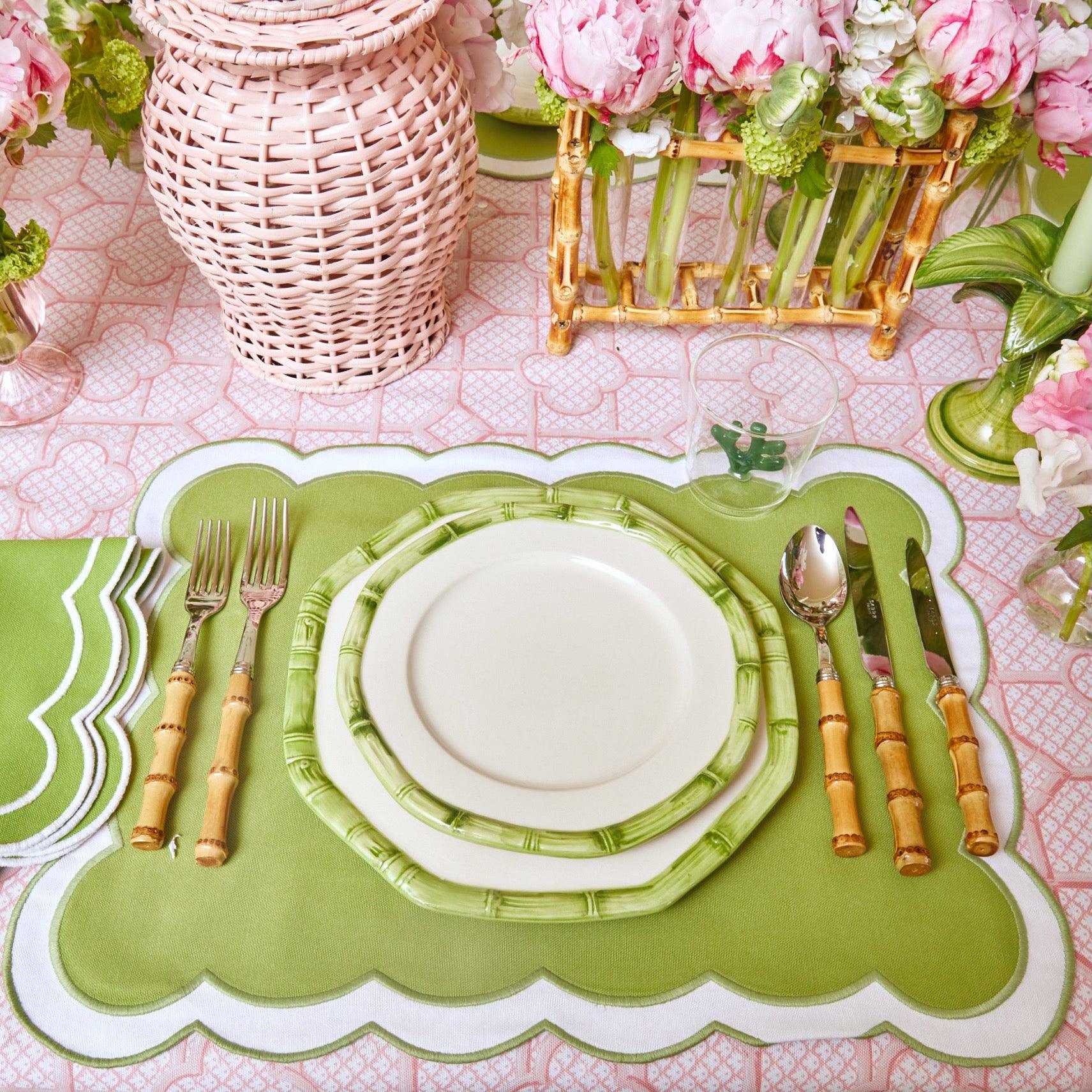 Green Geometric Bamboo Dinner Plate - Mrs. Alice