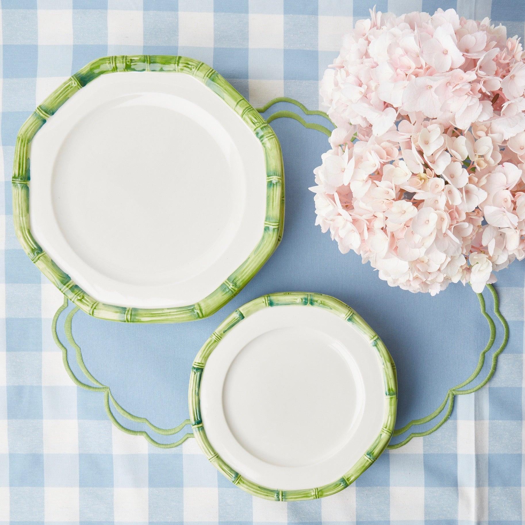 Green Geometric Bamboo Dinner Plate - Mrs. Alice