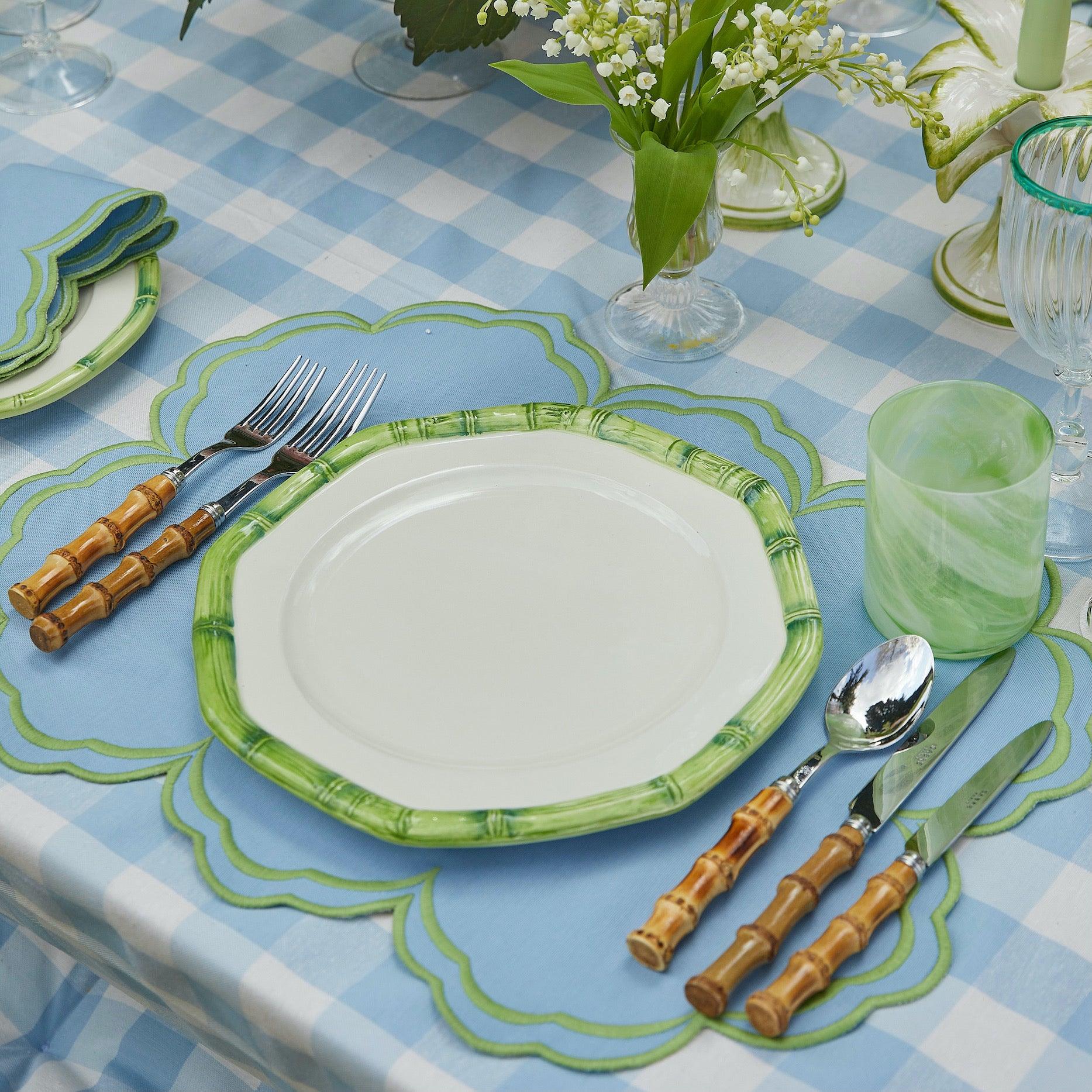 Green Geometric Bamboo Dinner Plate - Mrs. Alice