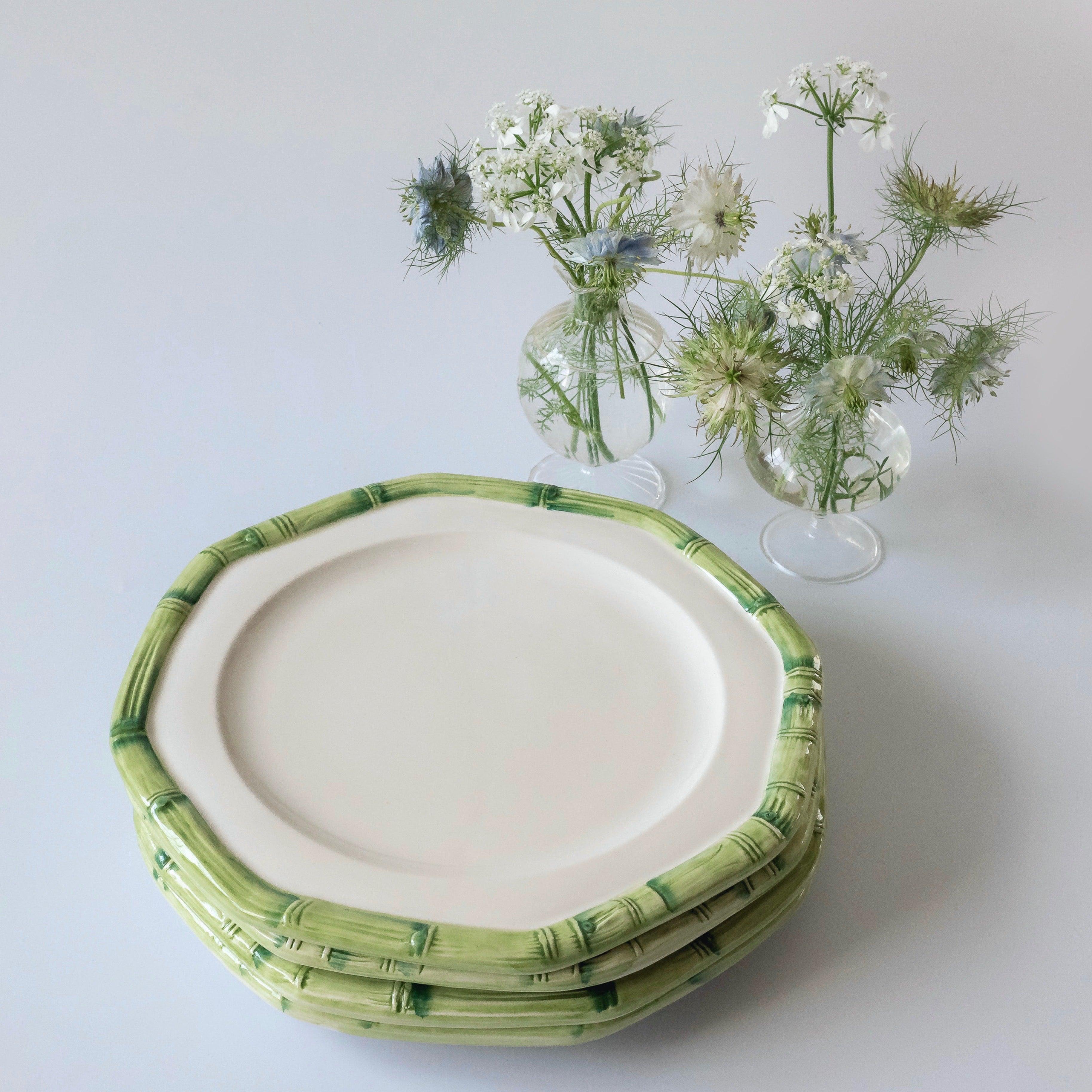 Green Geometric Bamboo Dinner Plate - Mrs. Alice