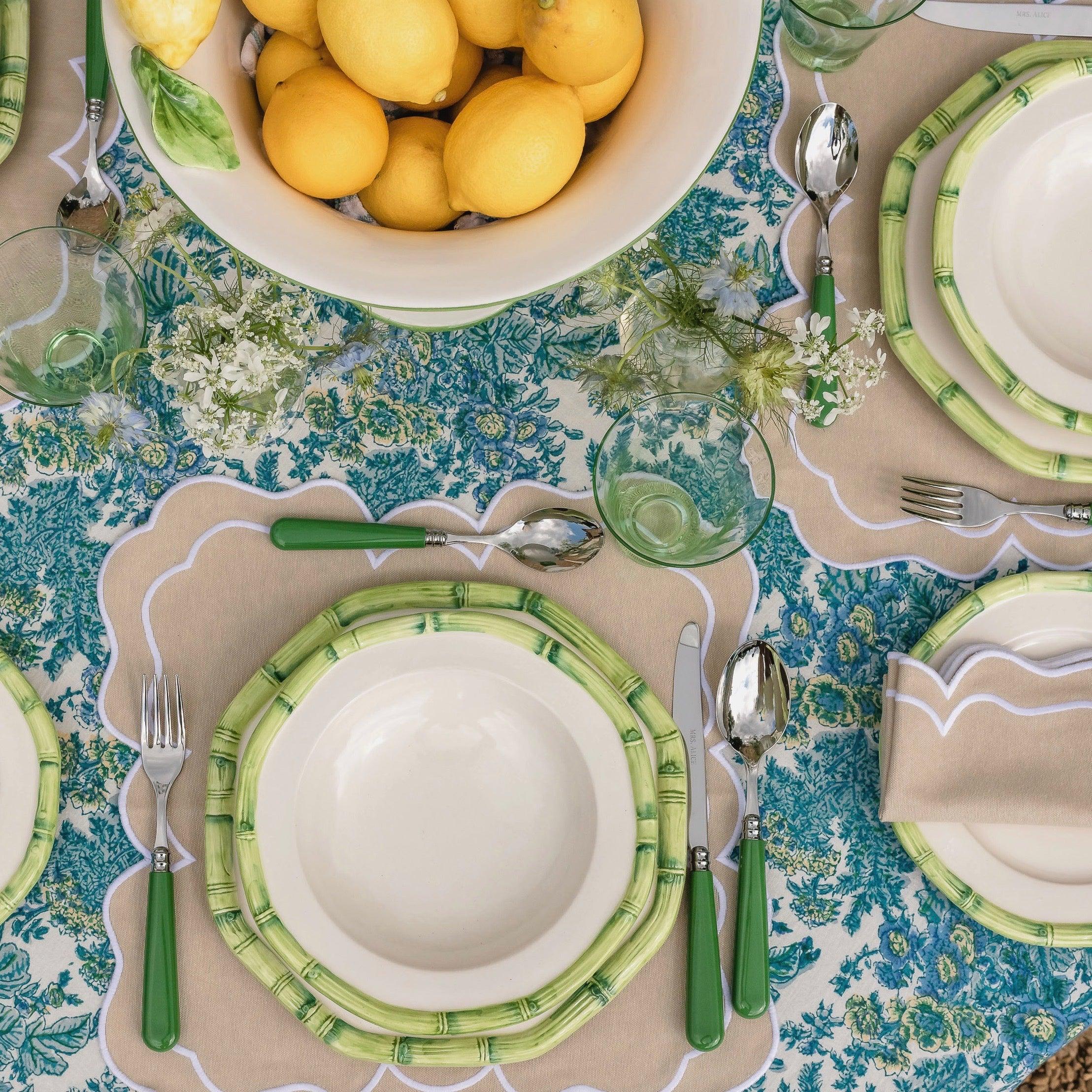 Green Geometric Bamboo Dinner Plate - Mrs. Alice