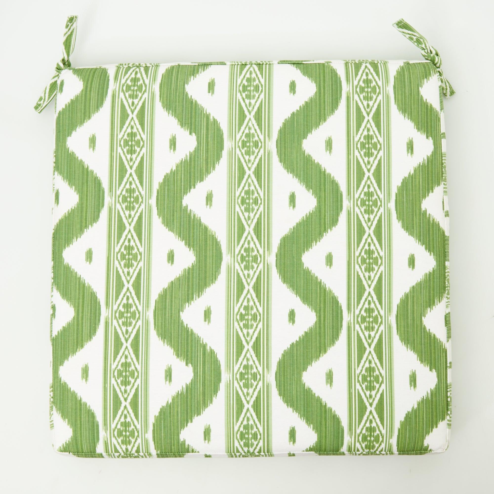 Green Ikat Seat Pad Cushion - Mrs. Alice