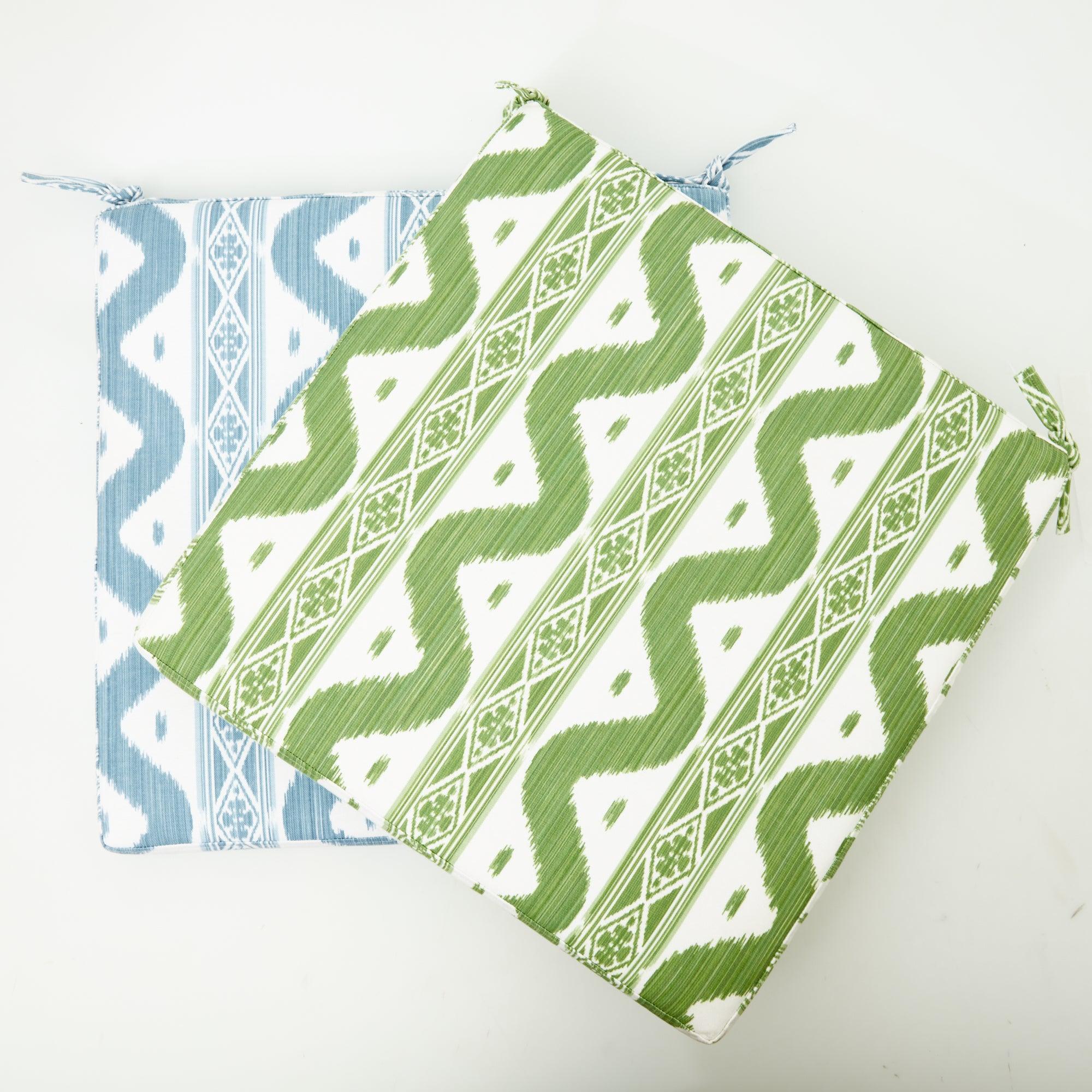 Green Ikat Seat Pad Cushion - Mrs. Alice