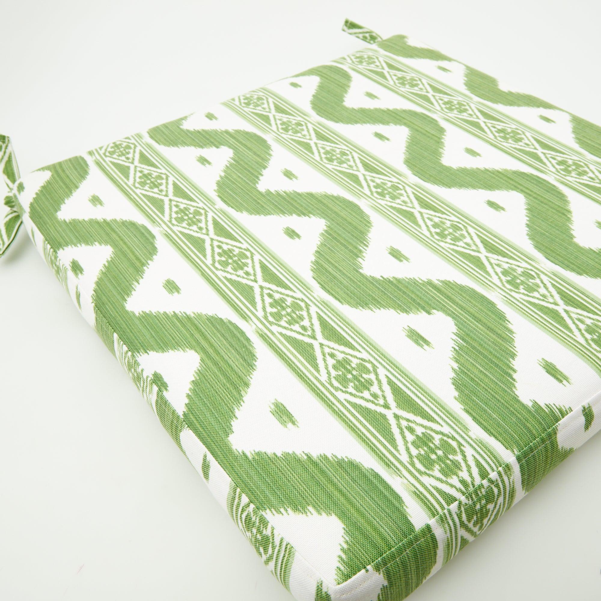 Green Ikat Seat Pad Cushion - Mrs. Alice