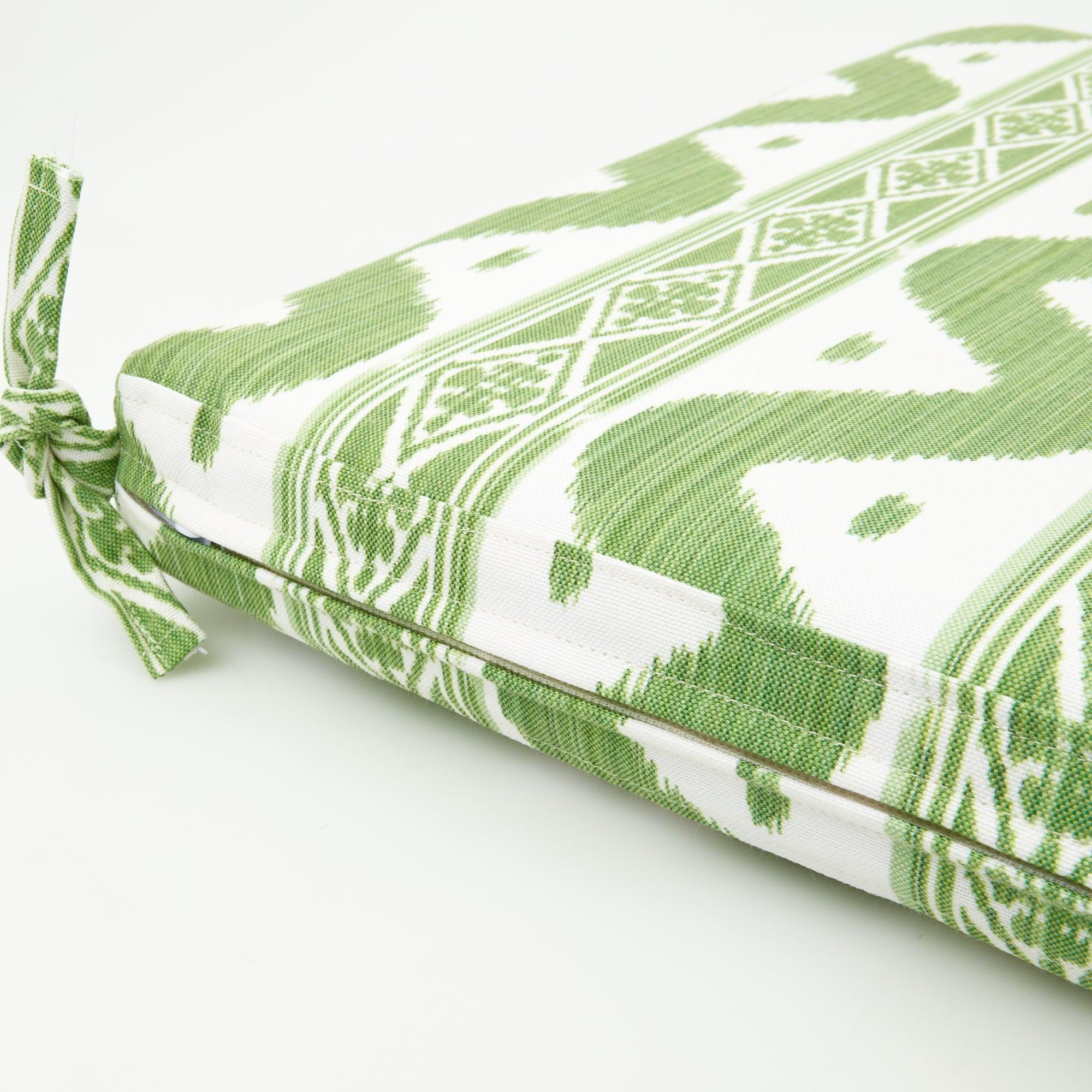 Green Ikat Seat Pad Cushion - Mrs. Alice