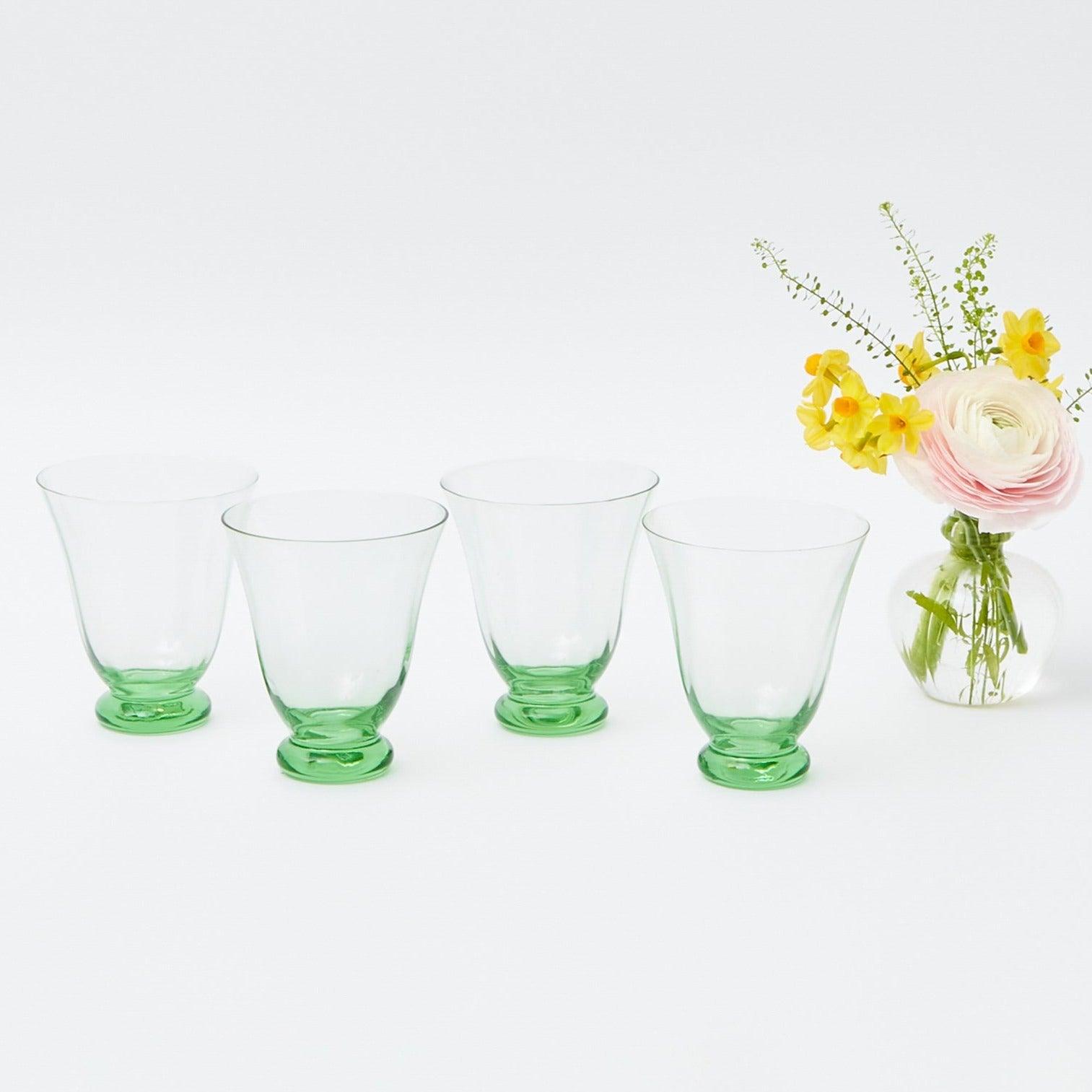 Green Tulip Water Glass (Set of 4) - Mrs. Alice