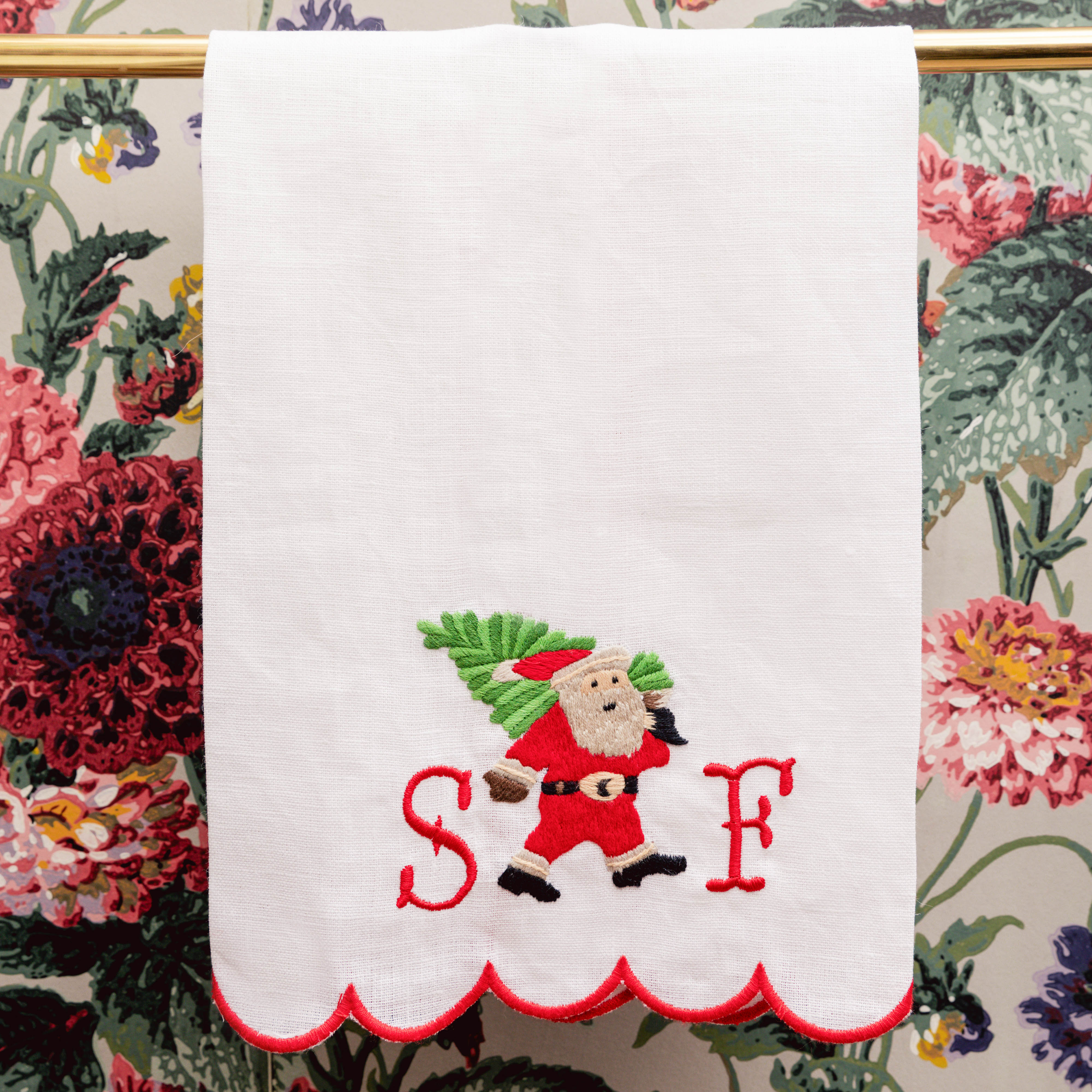 Embroidered Christmas Tree Linen Hand Towel – Mrs. Alice