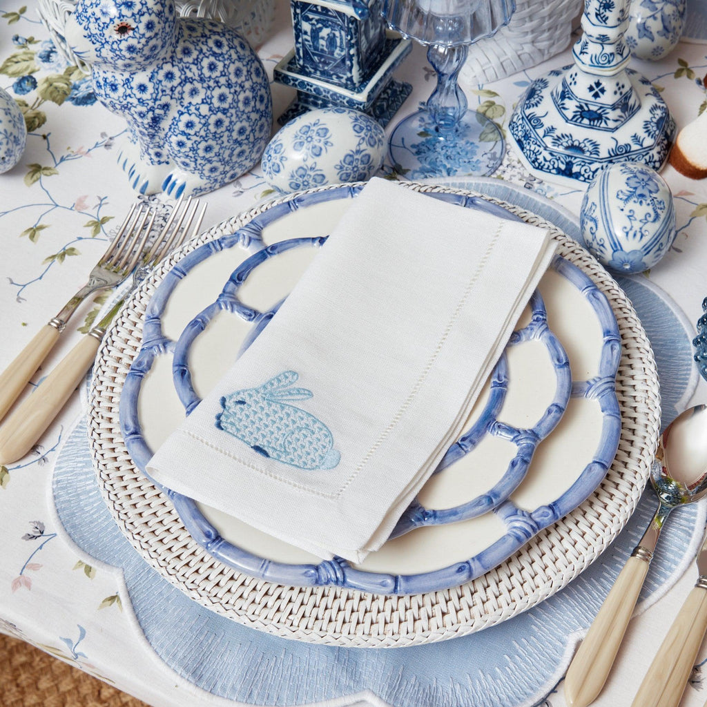 Elegant Blue & White Floral Cotton Linen Napkins - Set of 4 | Table Decor —  Moment & Company Tablescapes