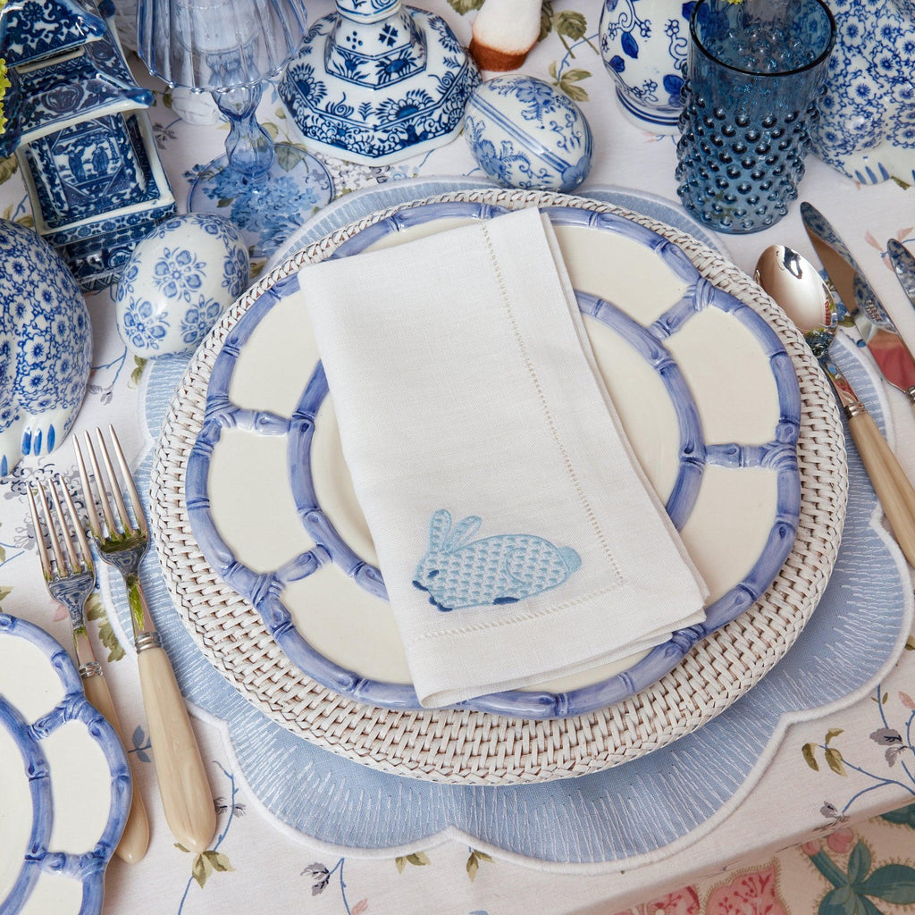 Elegant Blue & White Floral Cotton Linen Napkins - Set of 4 | Table Decor —  Moment & Company Tablescapes