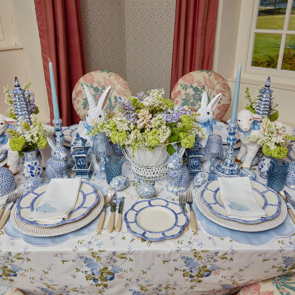 Elegant Blue & White Floral Cotton Linen Napkins - Set of 4 | Table Decor —  Moment & Company Tablescapes