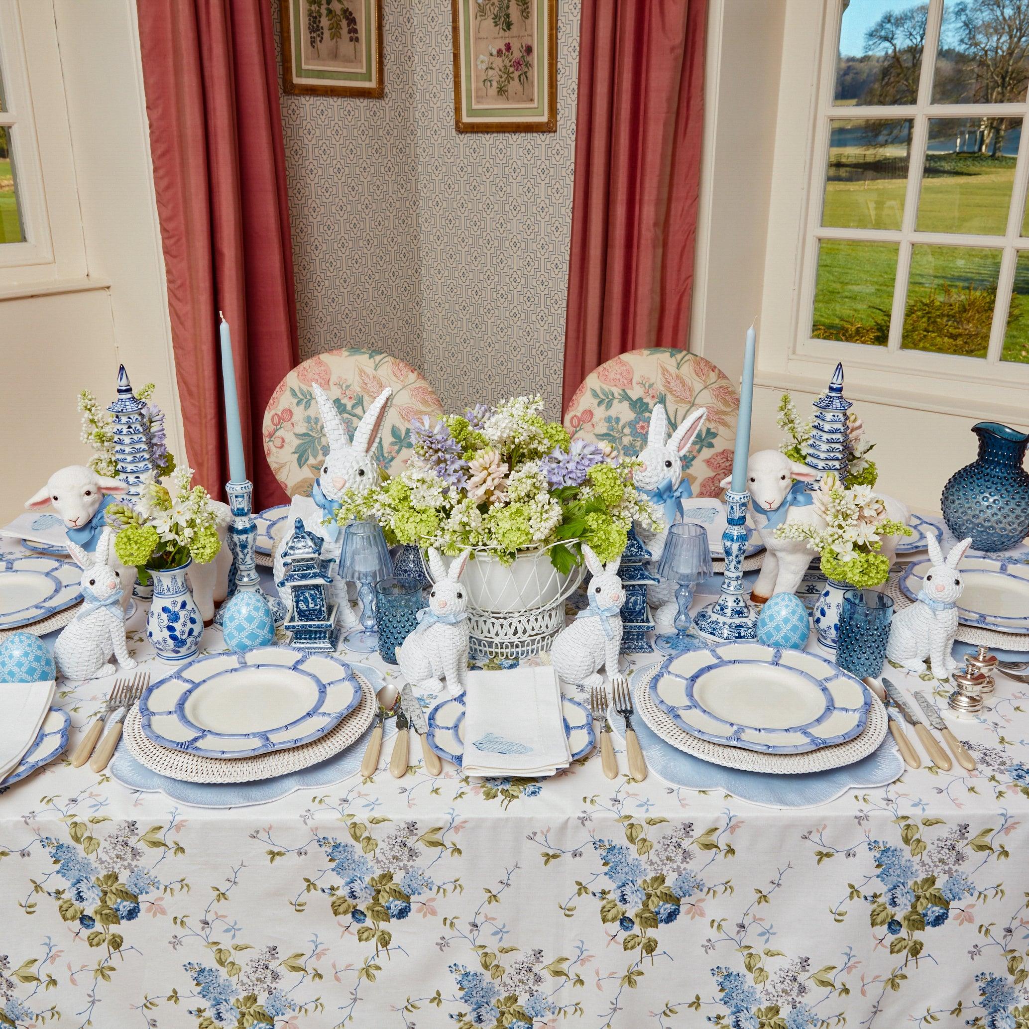 Elegant Blue & White Floral Cotton Linen Napkins - Set of 4 | Table Decor —  Moment & Company Tablescapes