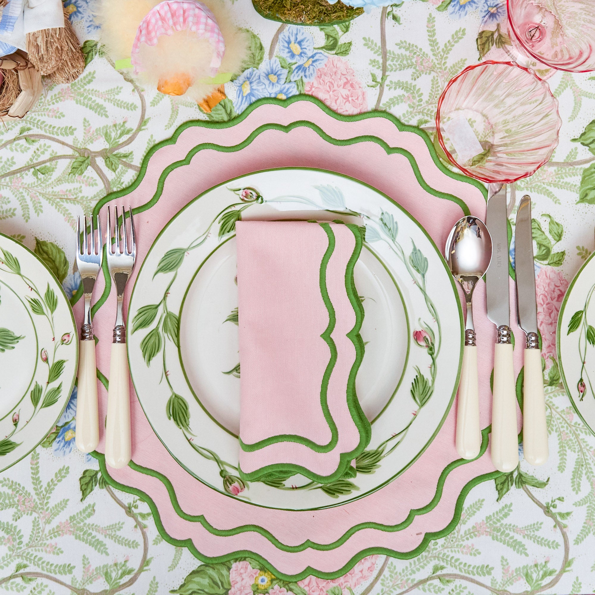 Katherine Pink & Green Placemats & Napkins (Set of 4)