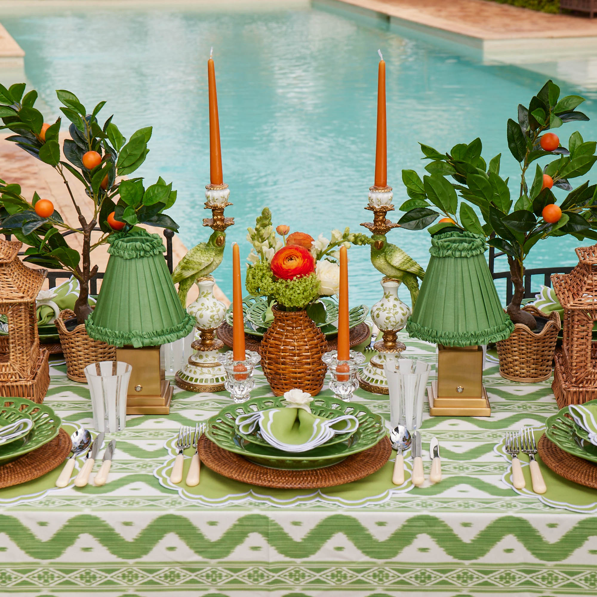 Green Parrot Candle Holder Set