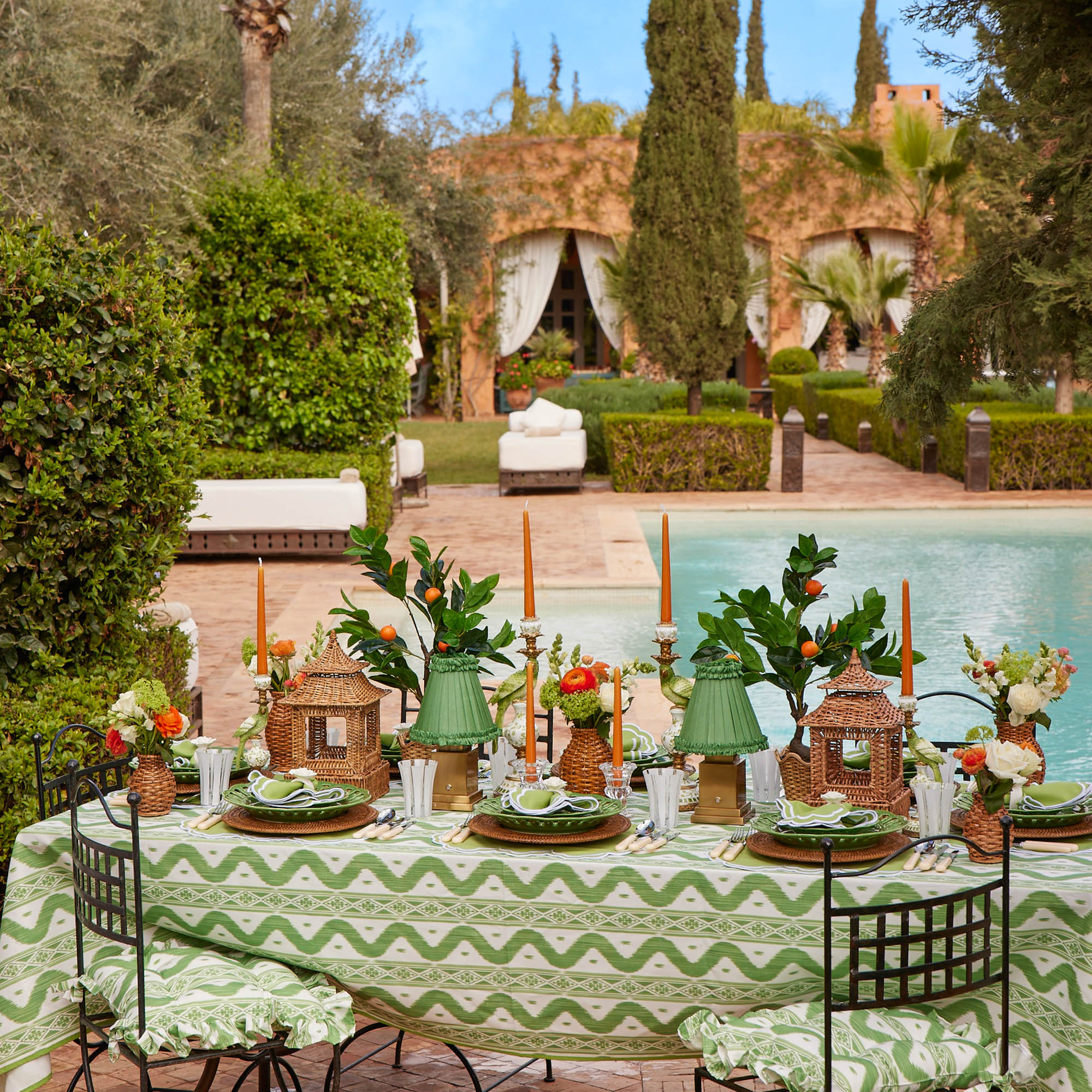 Green Ikat Tablecloth