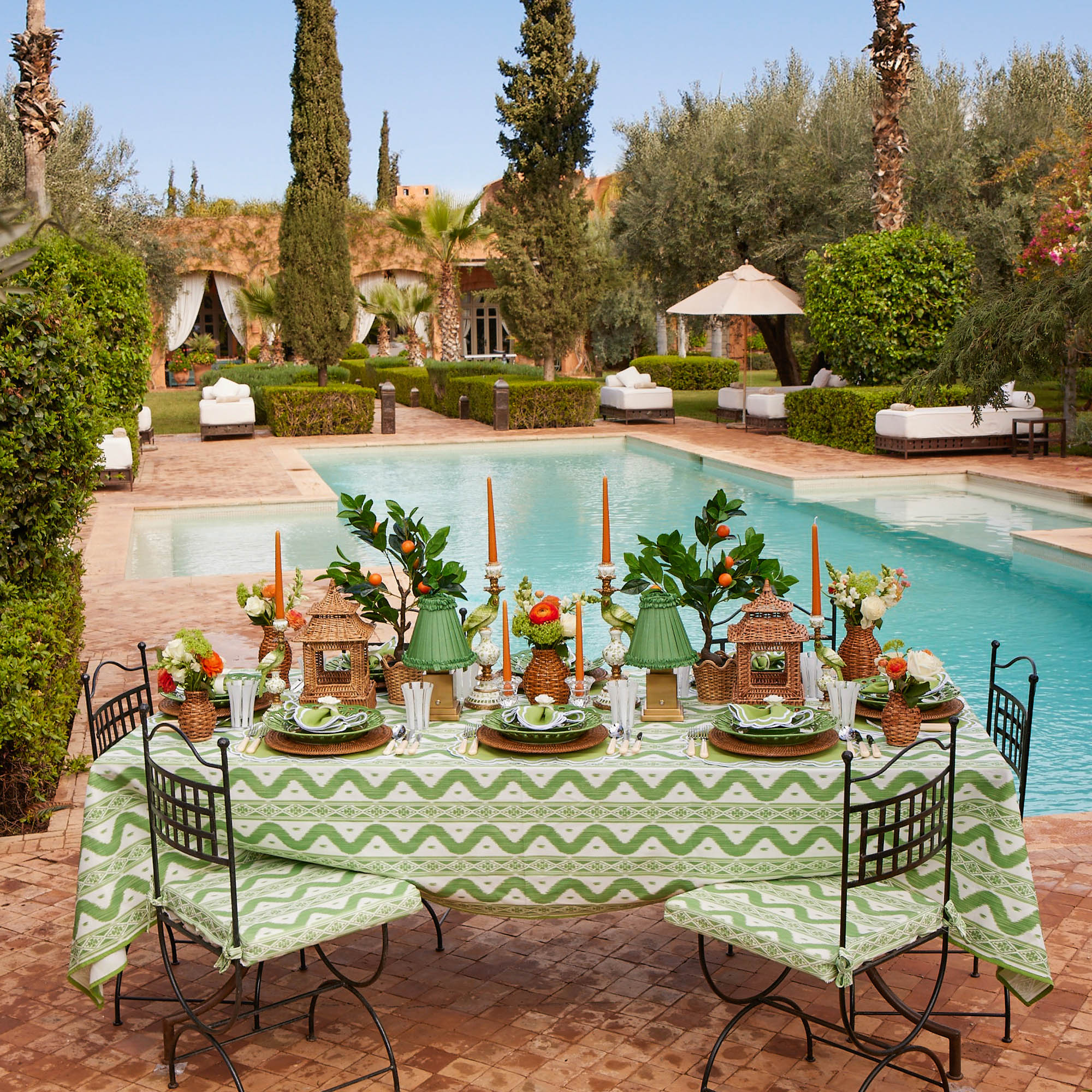 Green Ikat Tablecloth