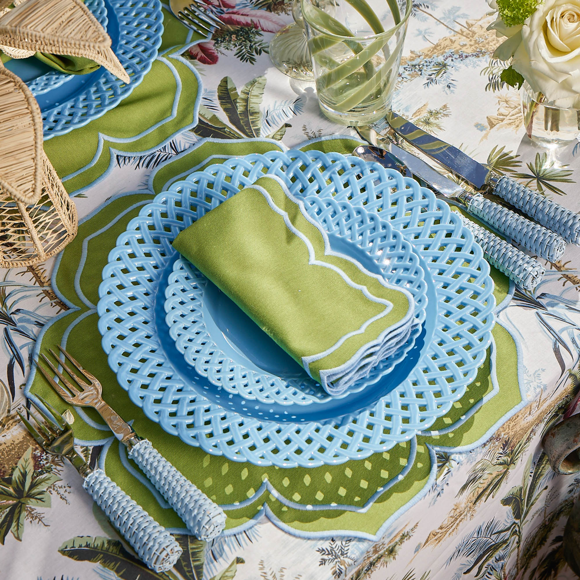 Fleur Green Napkins (Set of 4)