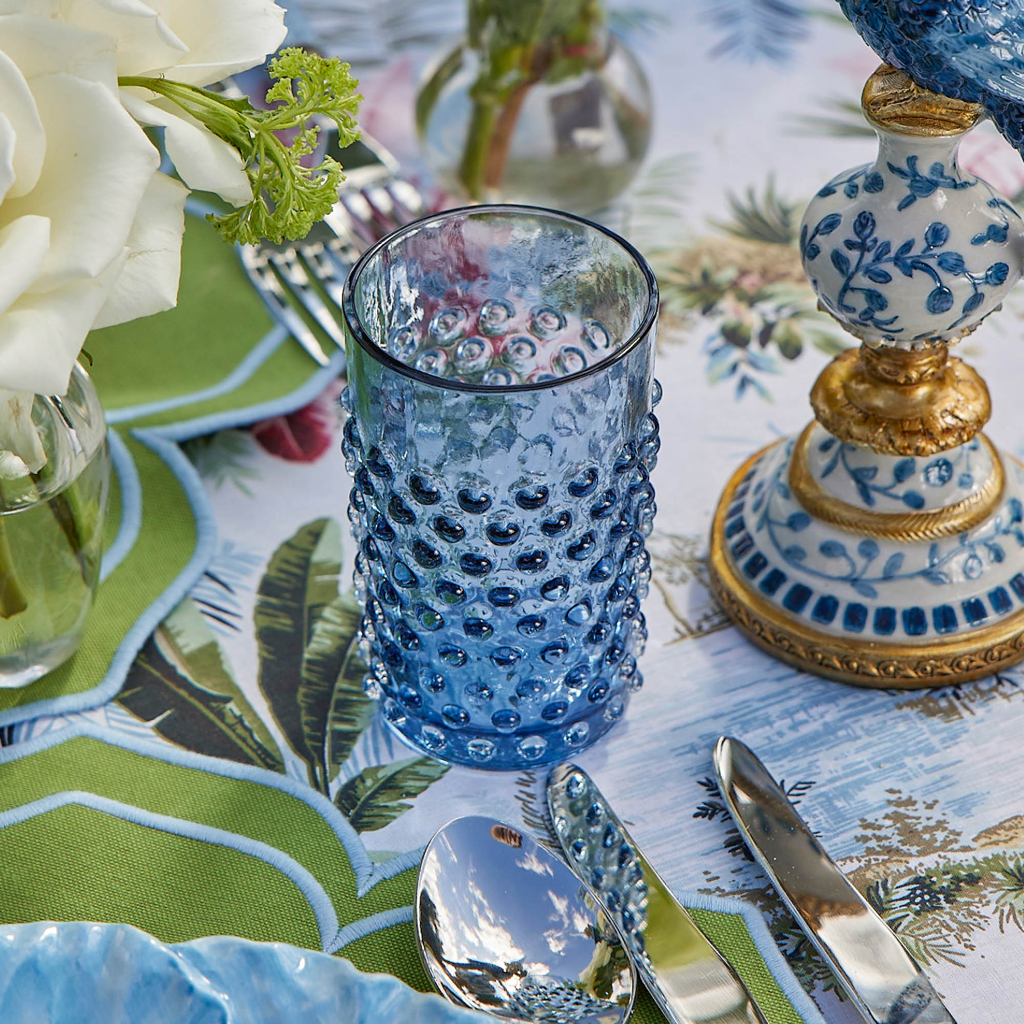 Navy Hobnail Glasses & Jug Set