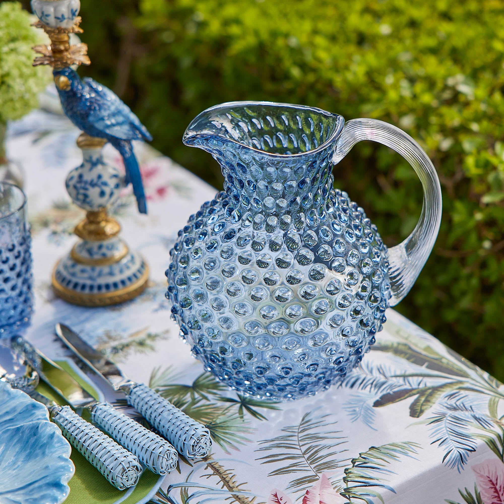 Navy Hobnail Glasses & Jug Set