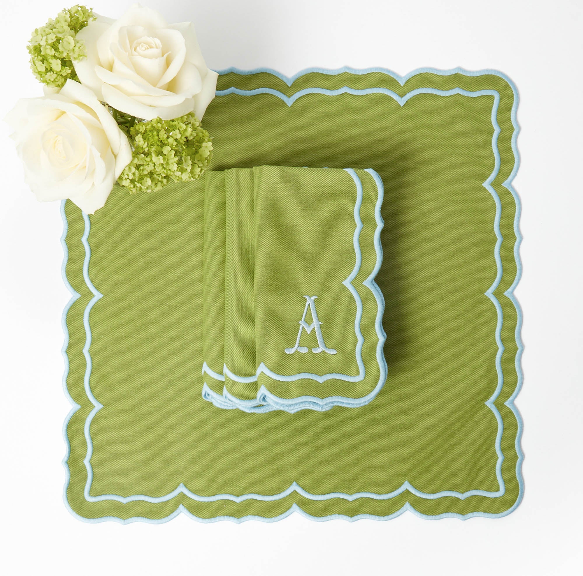 Fleur Green Placemats & Napkins (Set of 4)