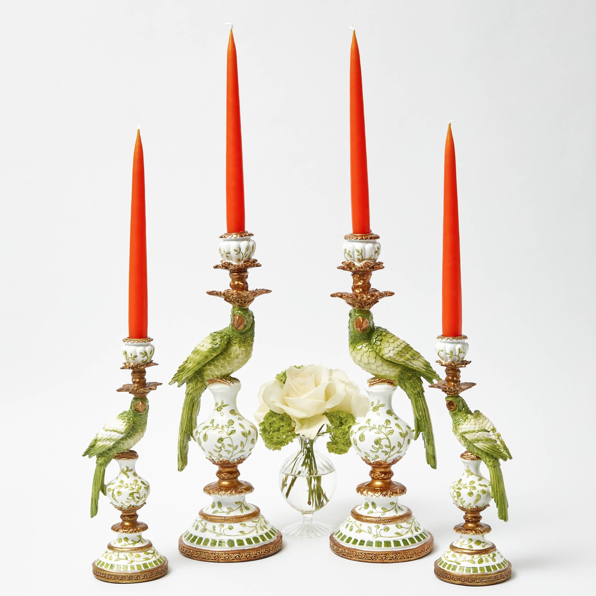 Green Parrot Candle Holder Set