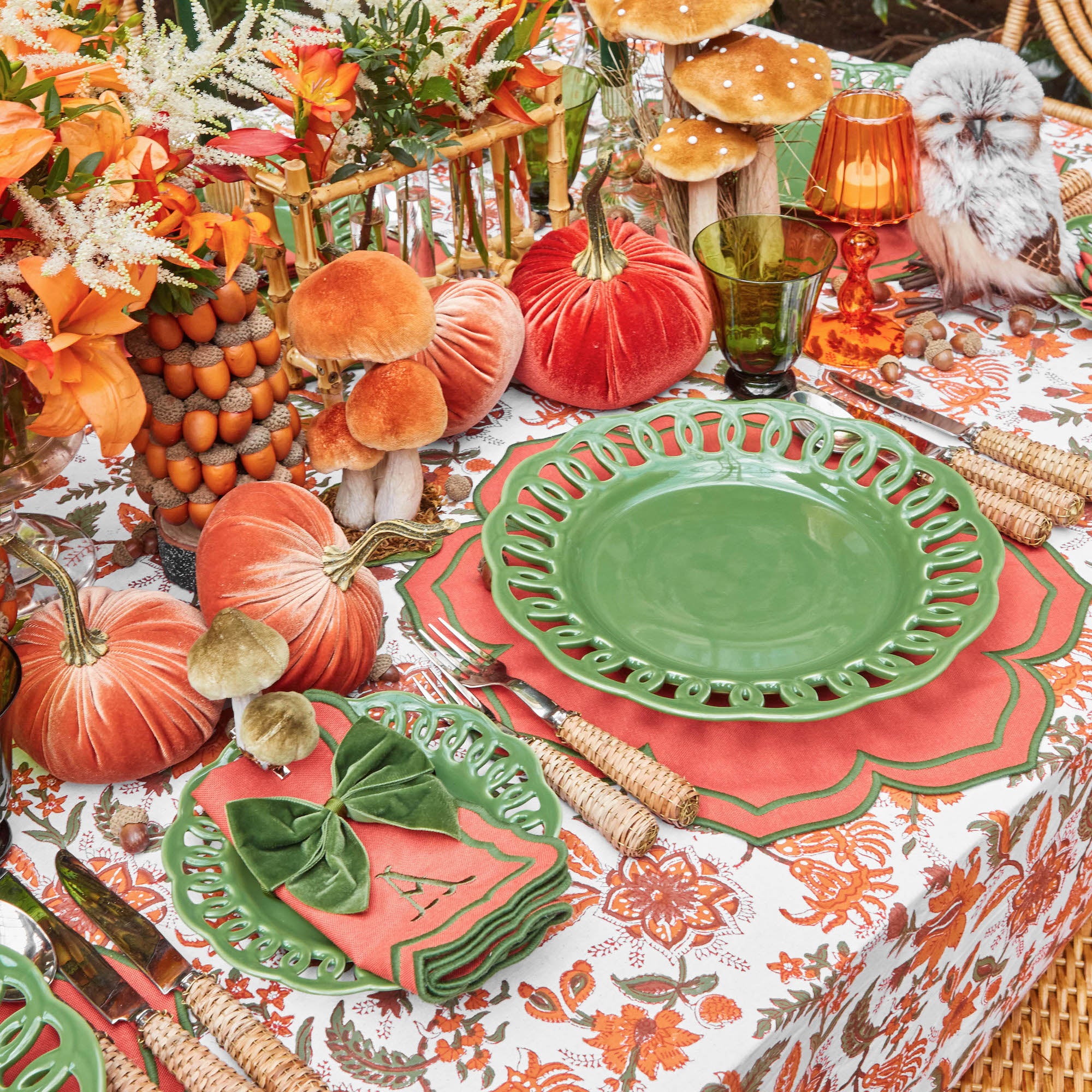 Collection of artisanal decorative acorns, each reflecting Mrs. Alice's style.