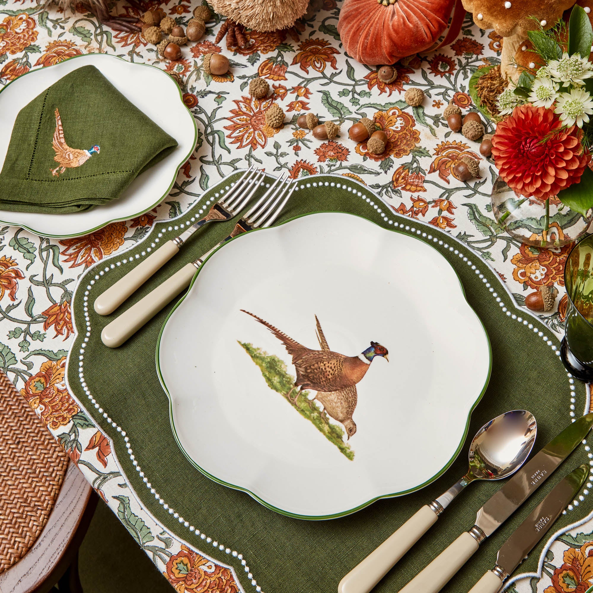 Eloise Green Placemats & Pheasant Napkins (Set of 4)