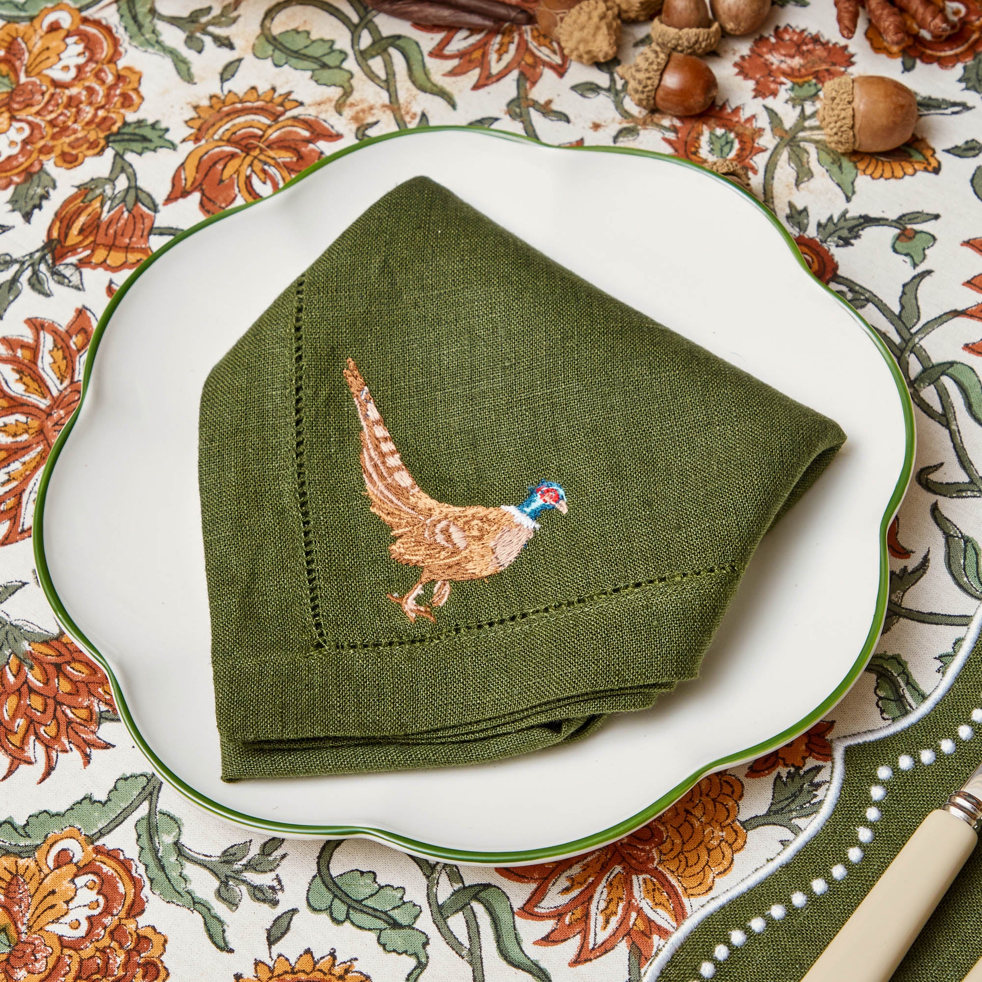 Eloise Green Placemats & Pheasant Napkins (Set of 4)