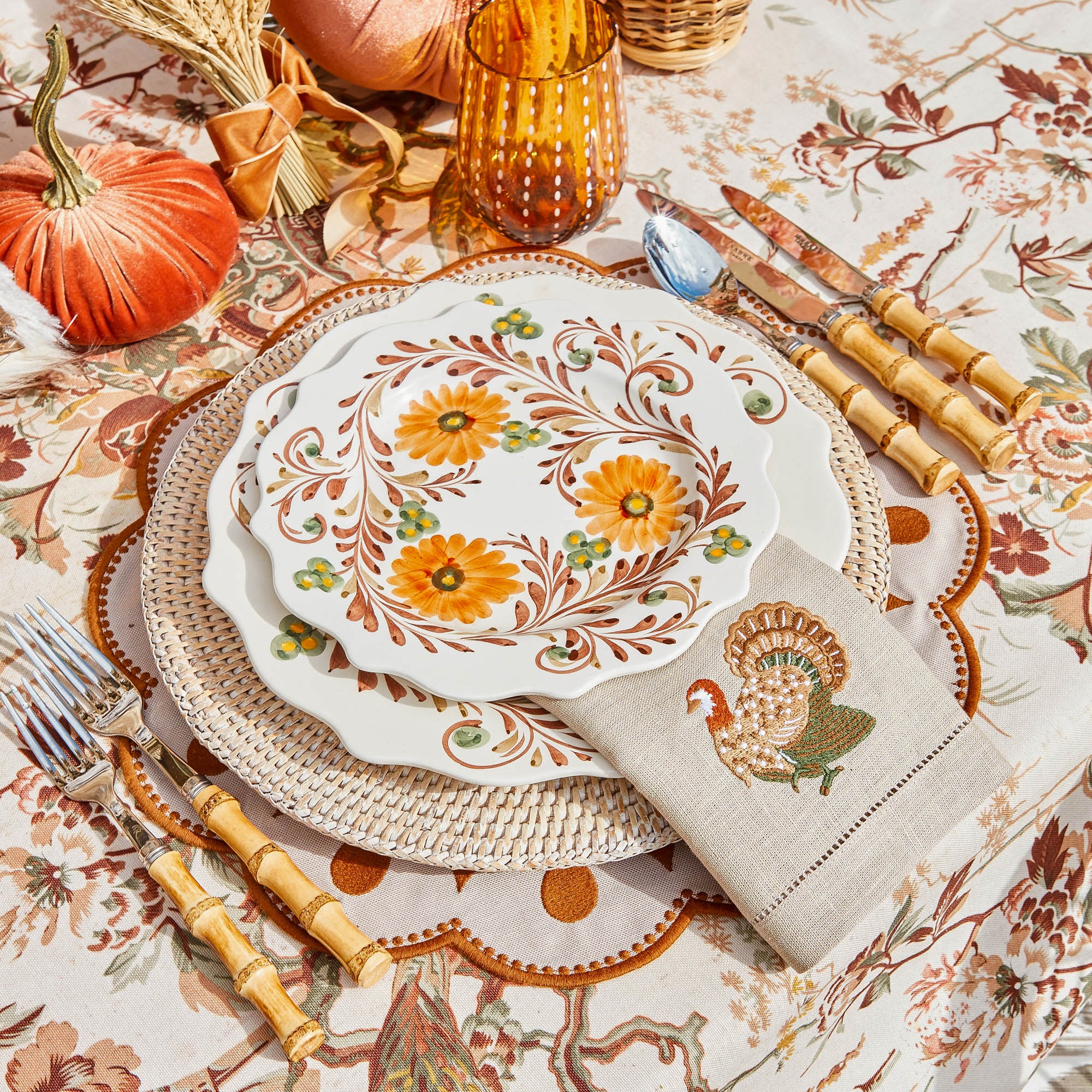 Taupe Embroidered Turkey Linen Napkins (Set of 4)