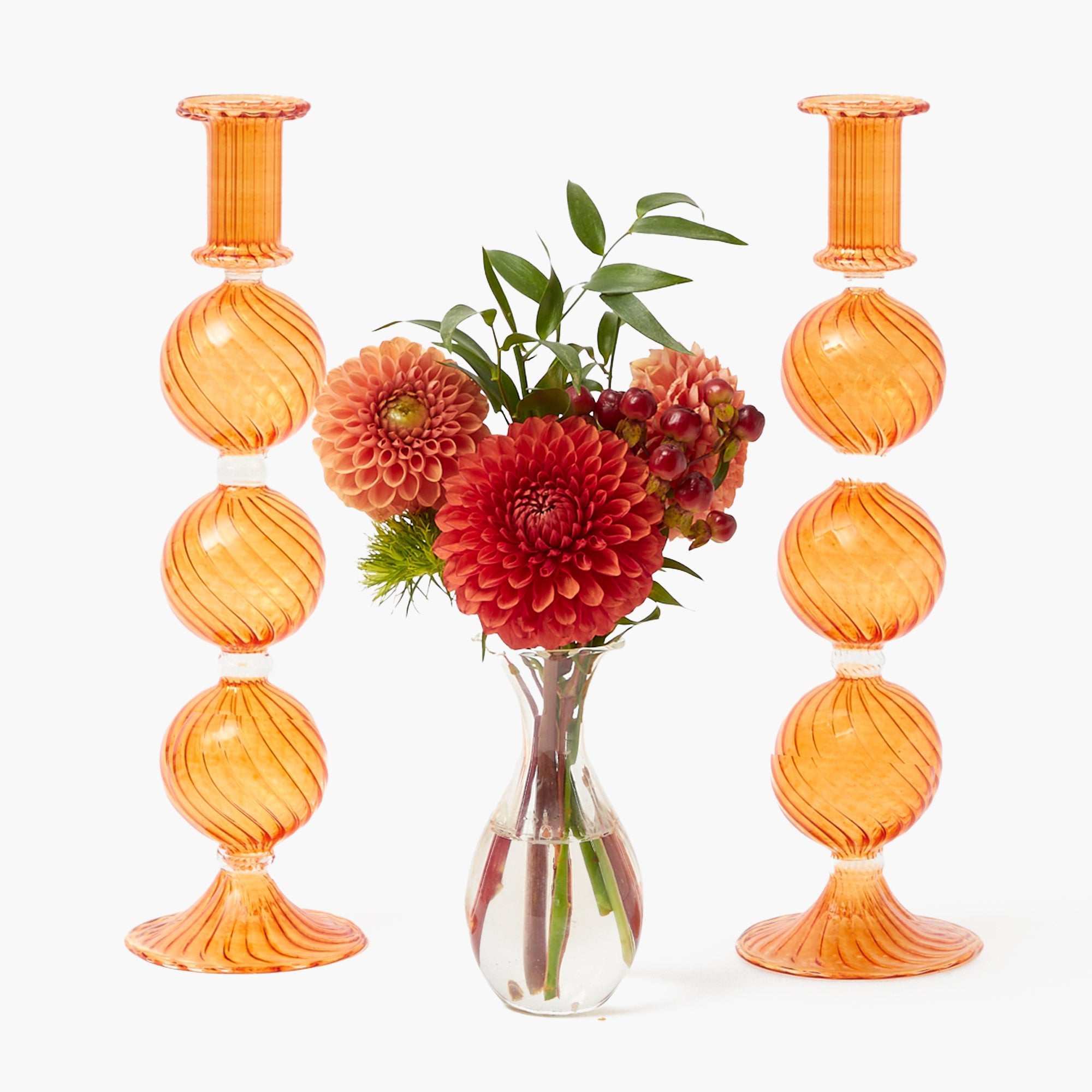 Camille Orange Ribboned Candle Set