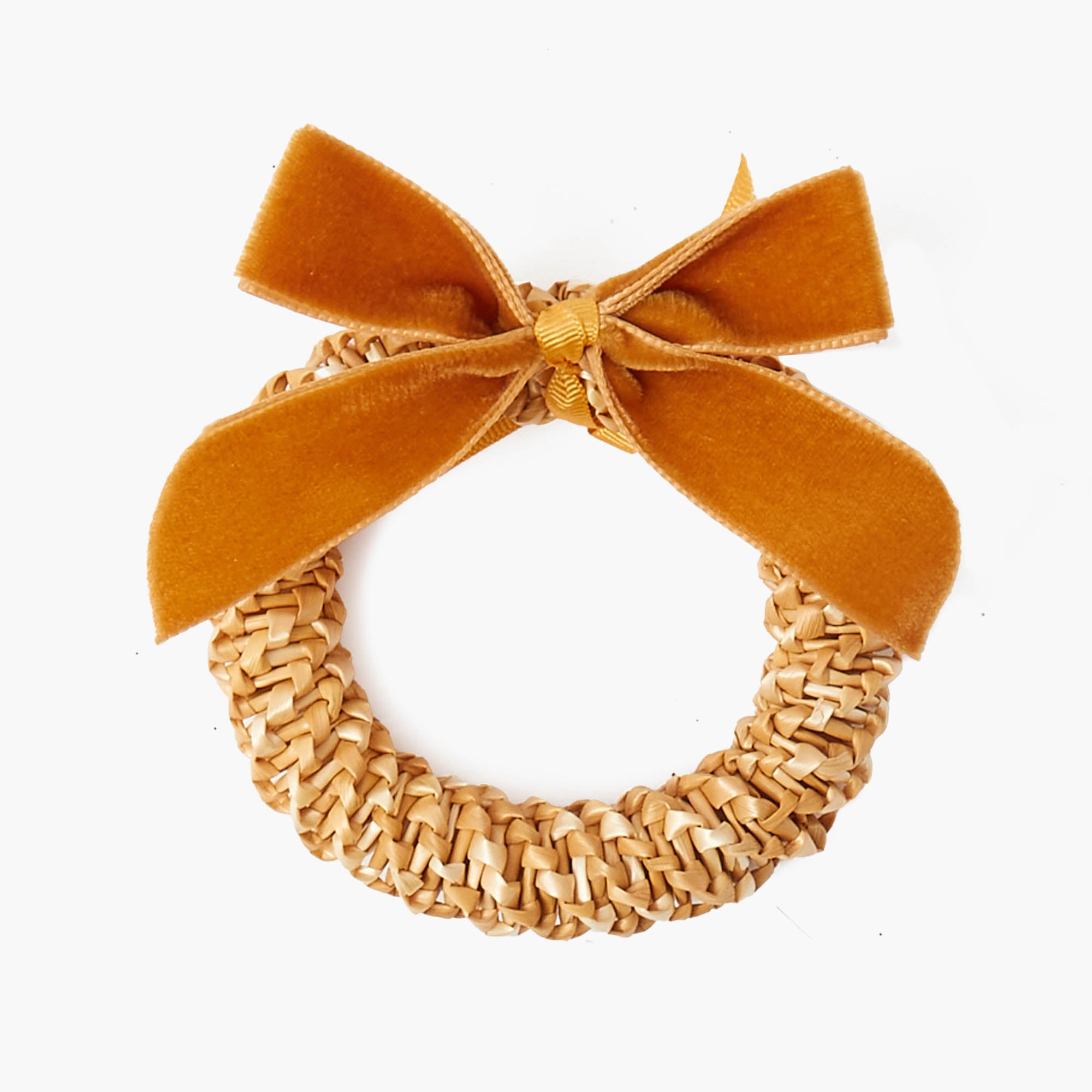 Corn Wreath with Mustard Velvet Bow (Set of 4)