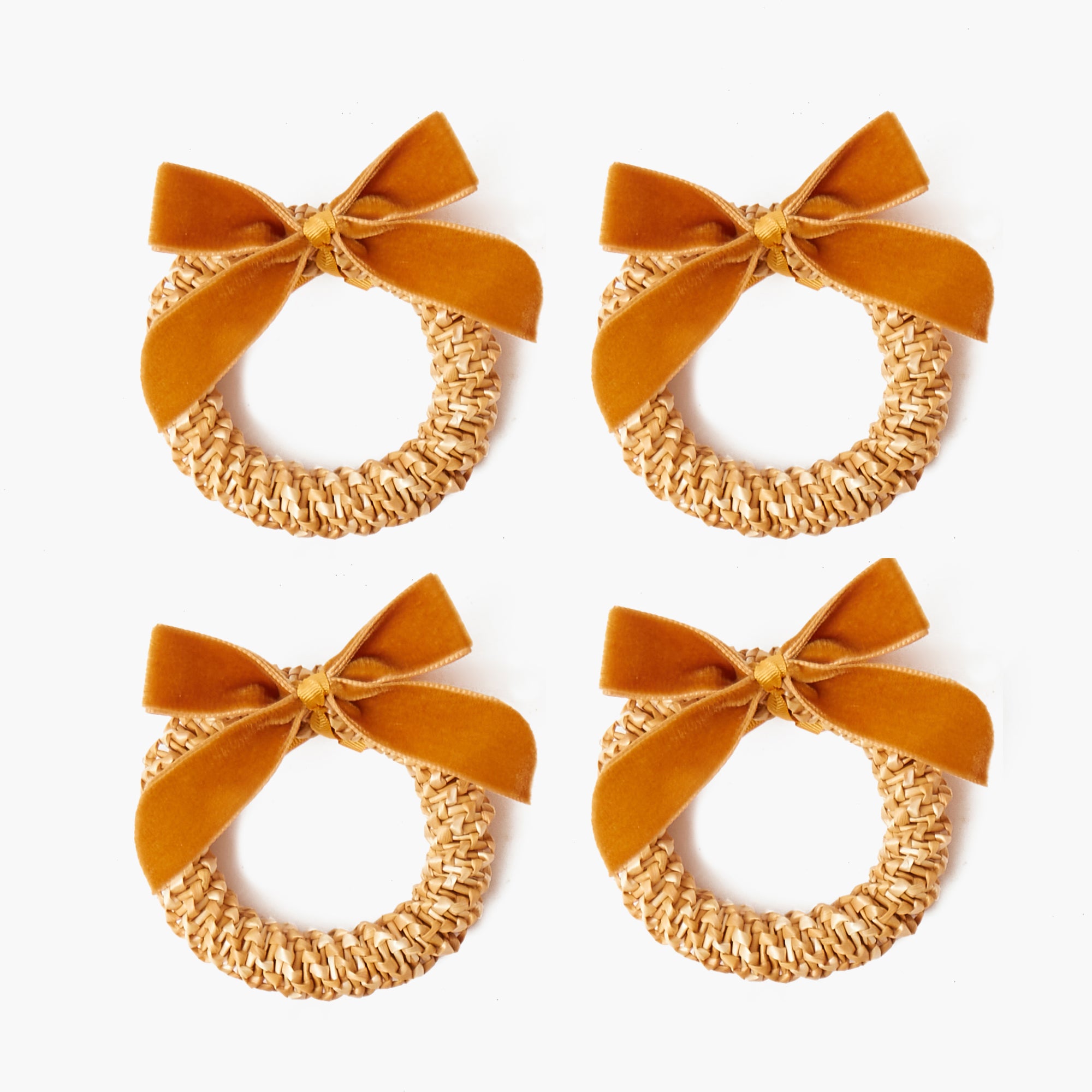 Corn Wreath with Mustard Velvet Bow (Set of 4)