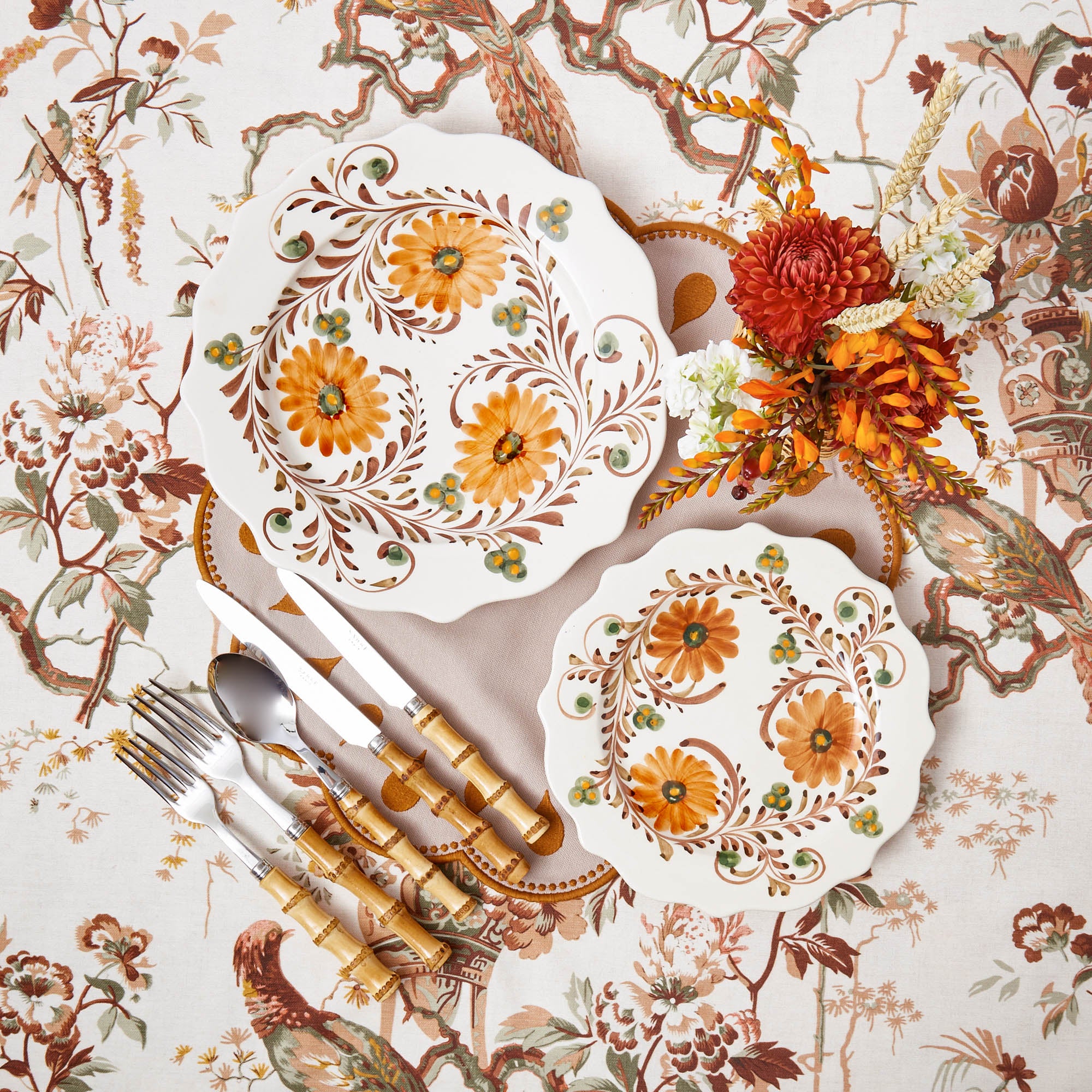 Autumn Flowers Dinner Plates Set of 4