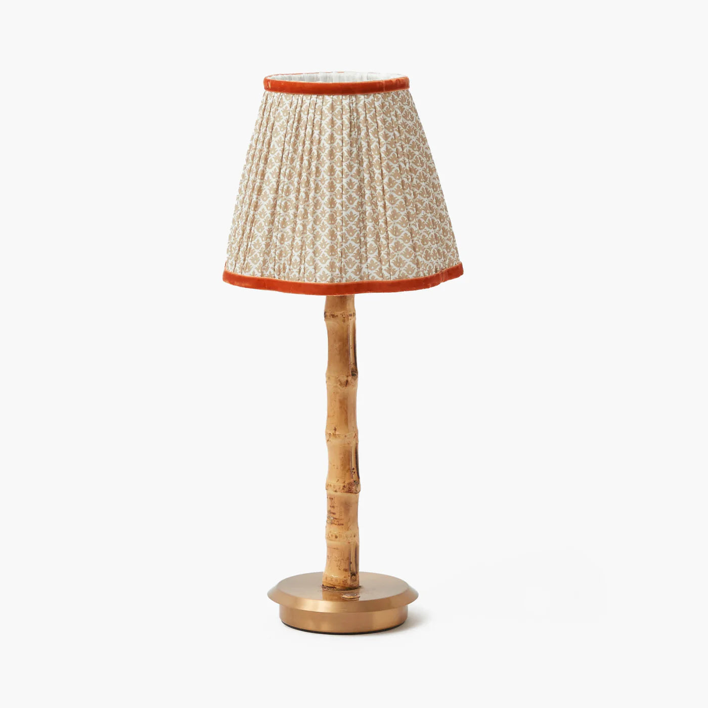 Rechargeable Bamboo Lamp with Putty & Orange Lotus Shade (18cm)