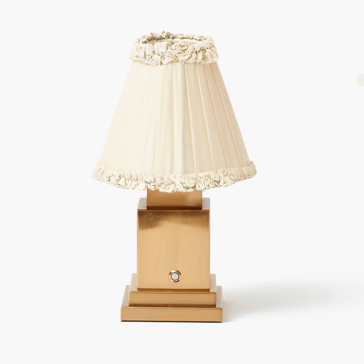 Rechargeable Table Lamp with Cream Frilled Silk Shade (18cm)