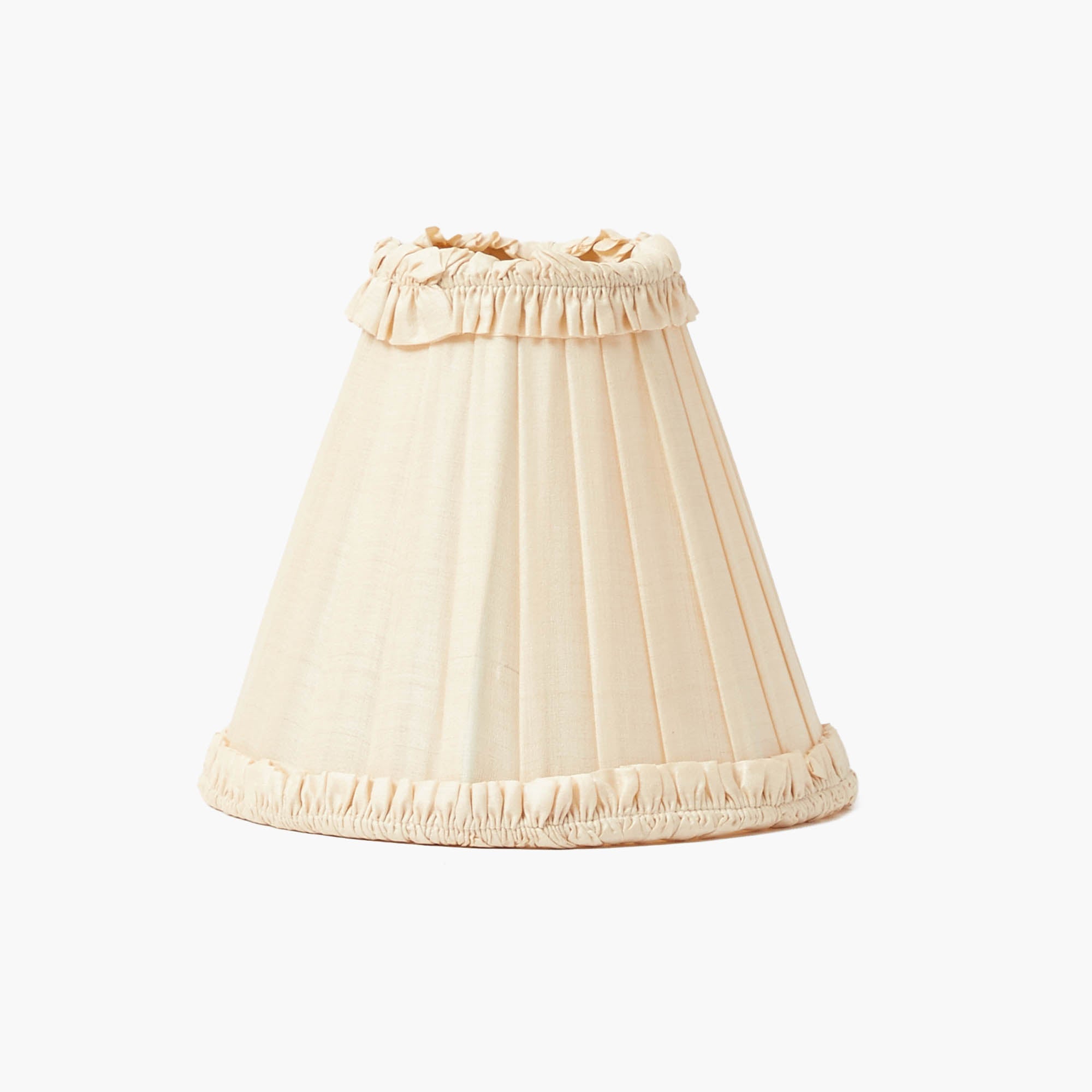 Rechargeable Table Lamp with Cream Frilled Silk Shade (18cm)