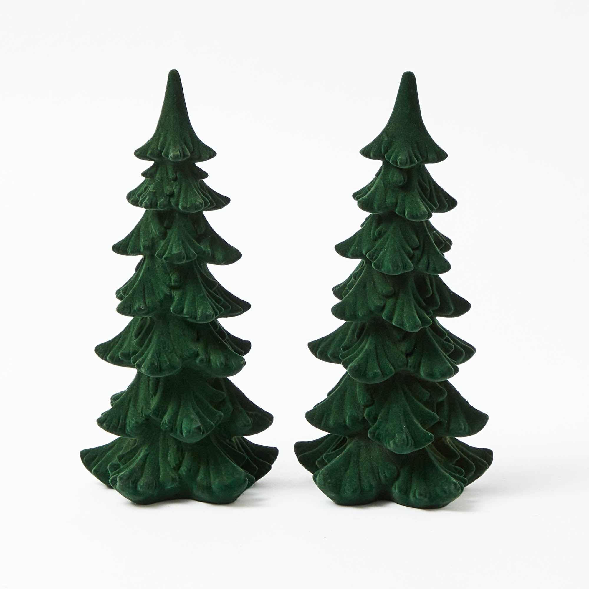 Forest Green Flocked Fir Tree (Pair)