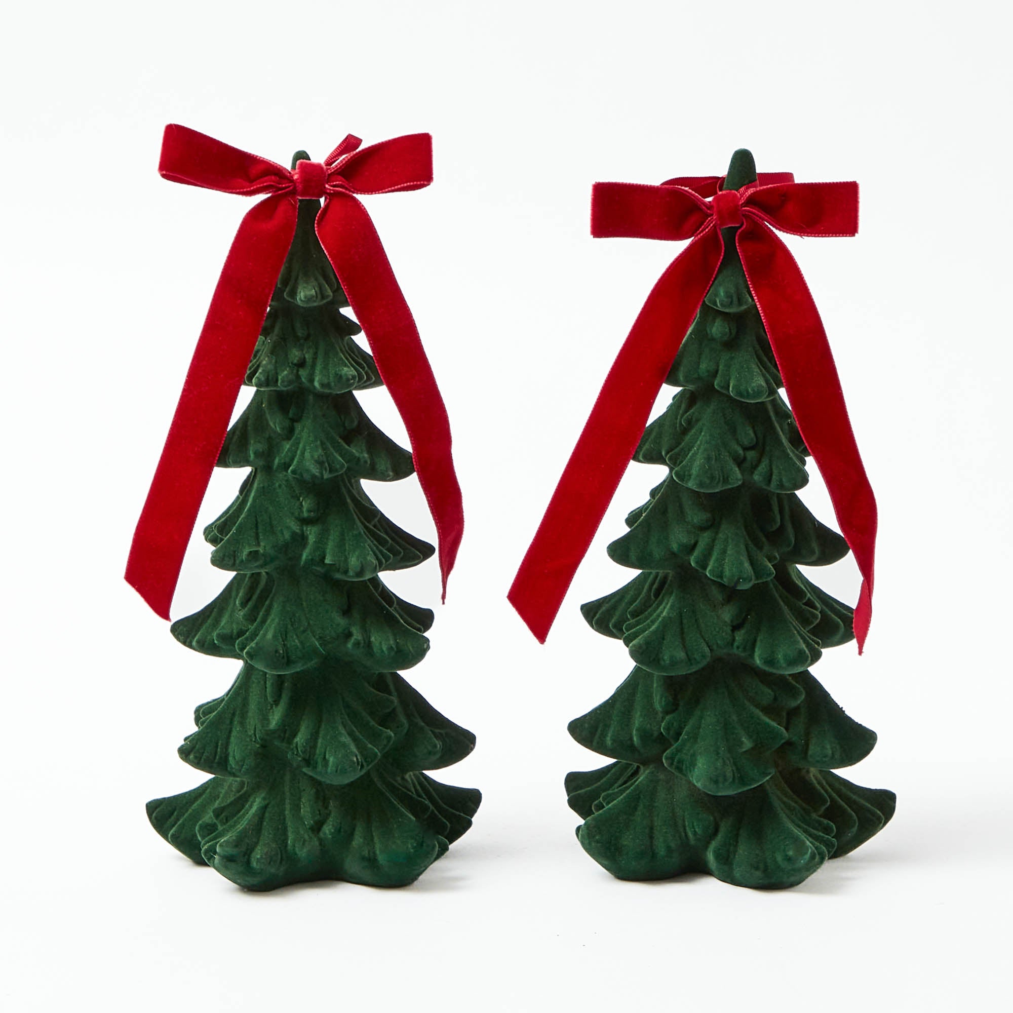 Forest Green Flocked Fir Tree (Pair)