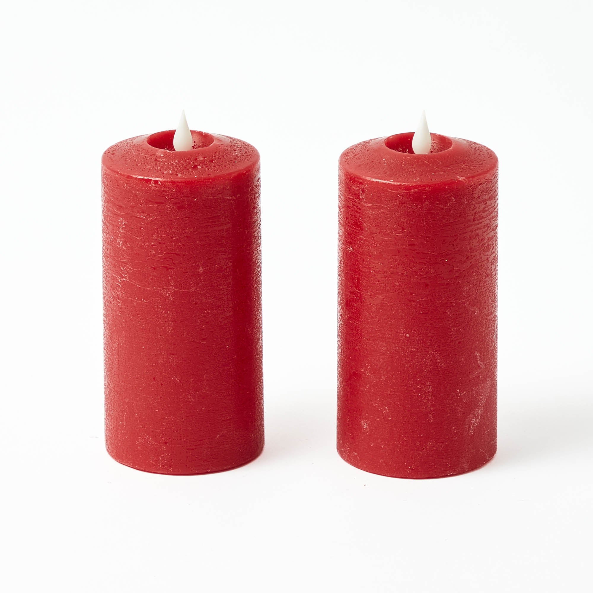 Red LED Pillar Candles (Pair) - 15cm