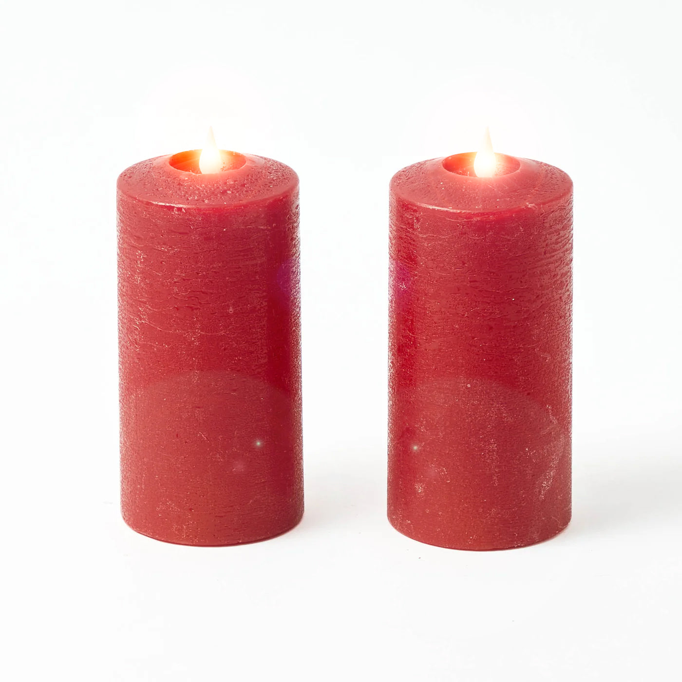 Red LED Pillar Candles (Pair) - 15cm