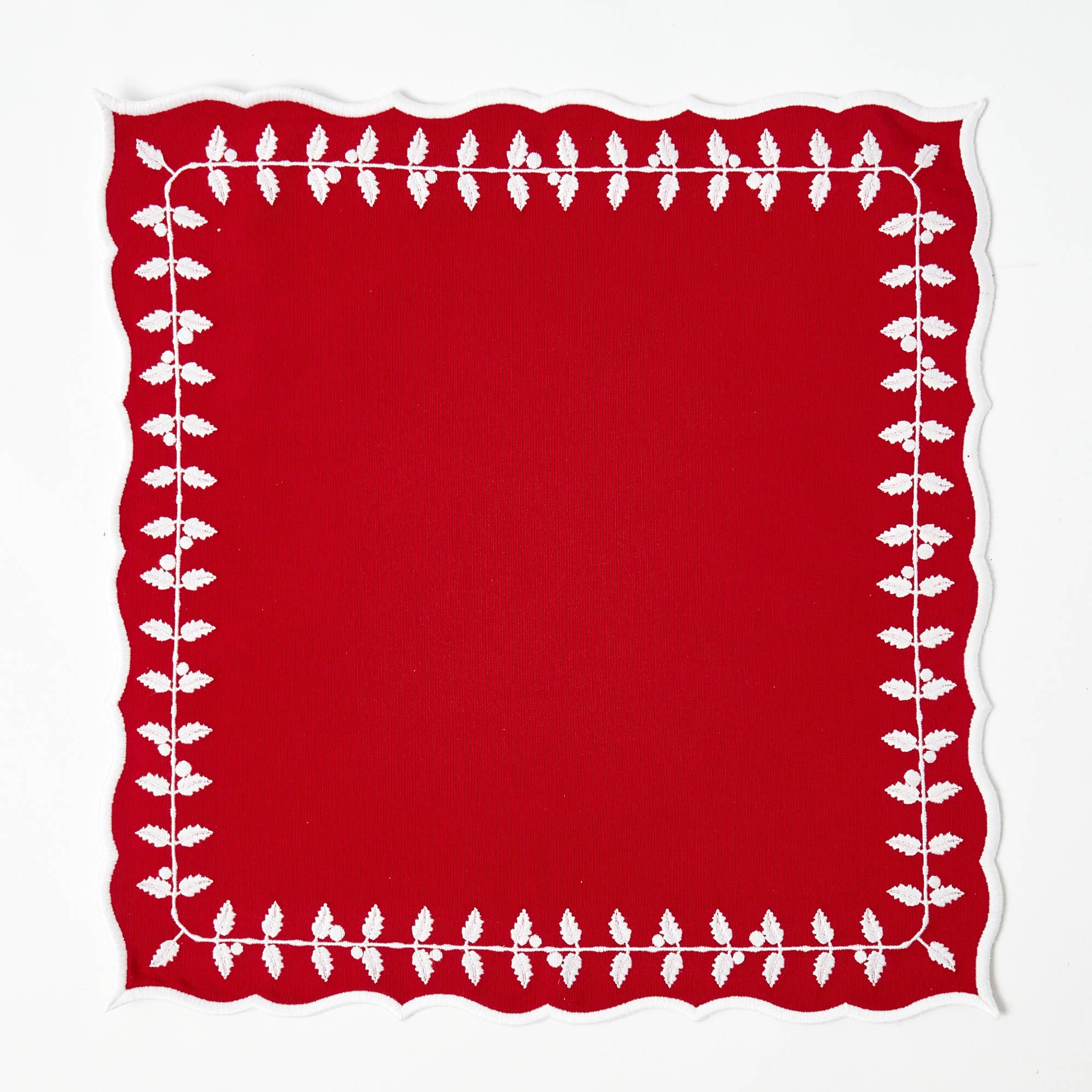 Red Bow Laurel Napkins (Set of 4)