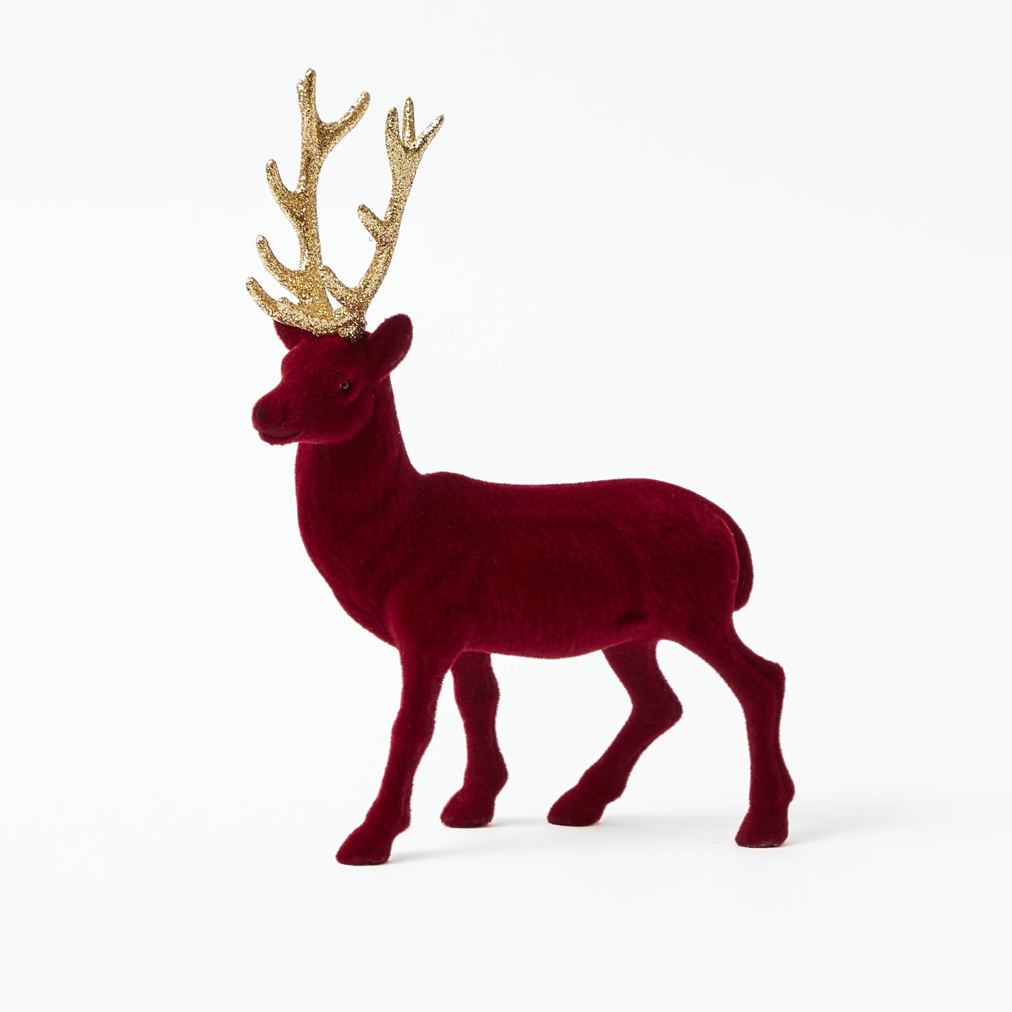 Flocked Burgundy Reindeer (Pair)