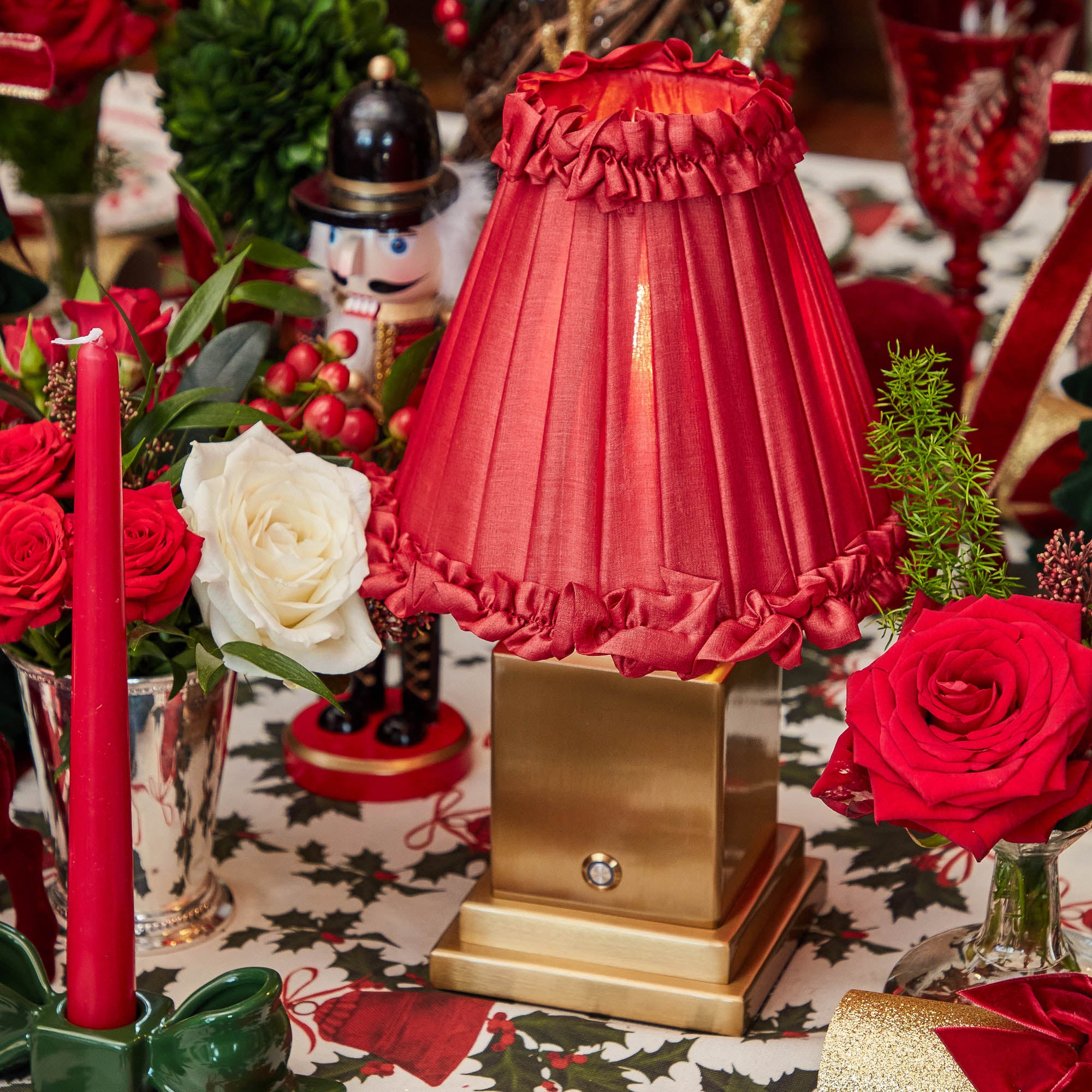 Red Frilled Silk Lampshade (18cm)