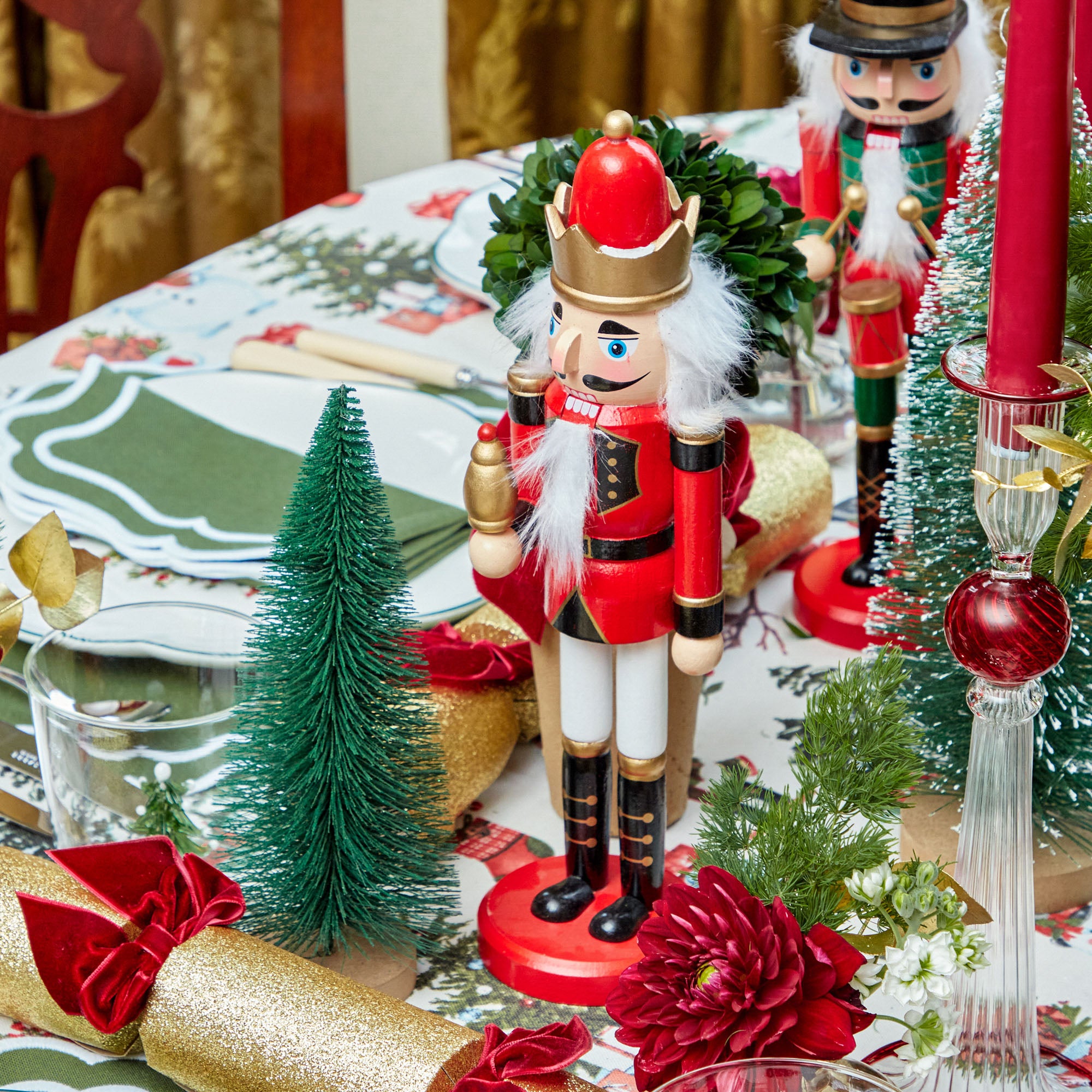 Add a touch of whimsy and tradition to your holiday display with the Jolly Nutcracker Trio, a delightful set of nutcracker figures that symbolize the magic and joy of the season.